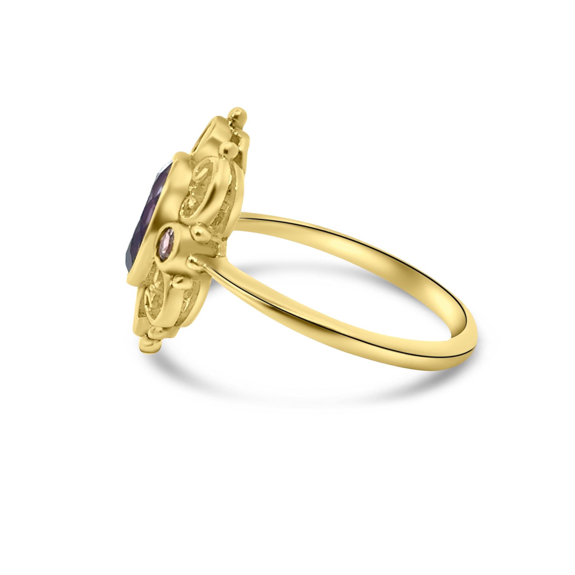 9kt Amethyst and Pink Topaz Vintage Style Ring