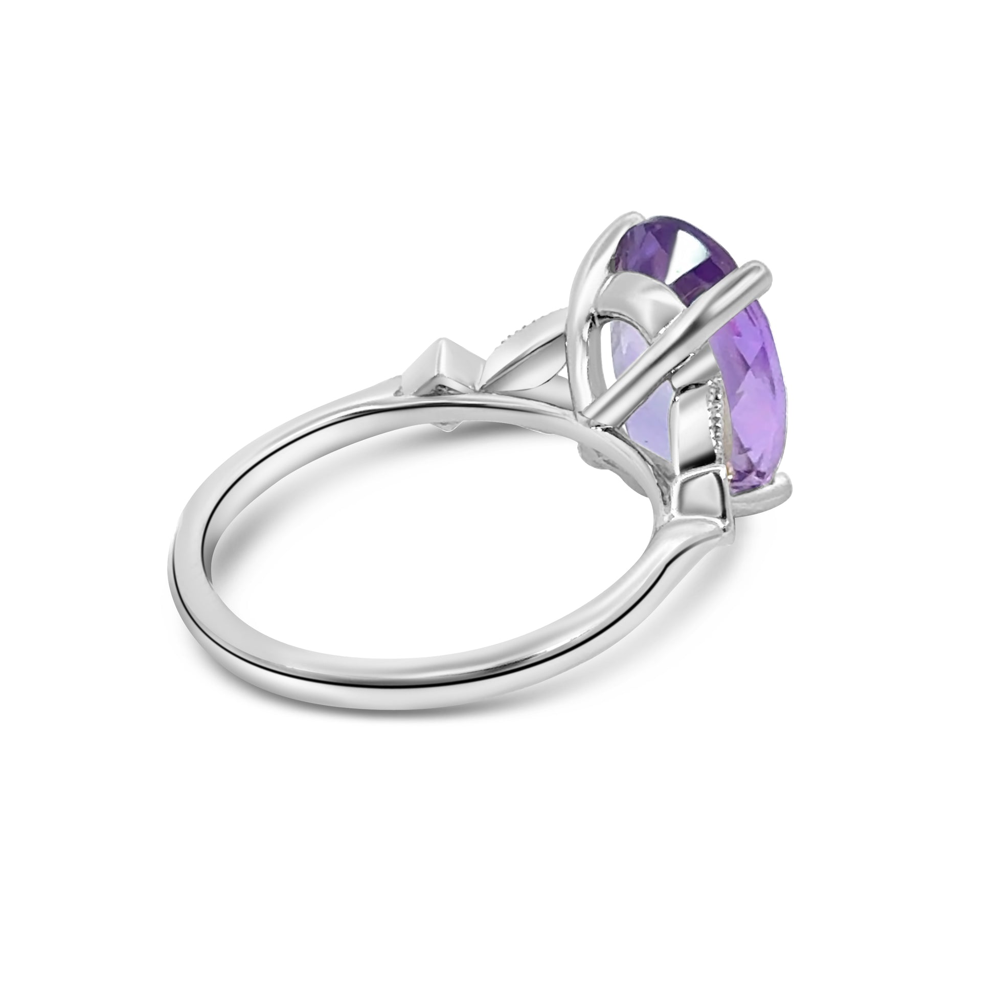 9kt Oval Amethyst and Diamond Dress Ring