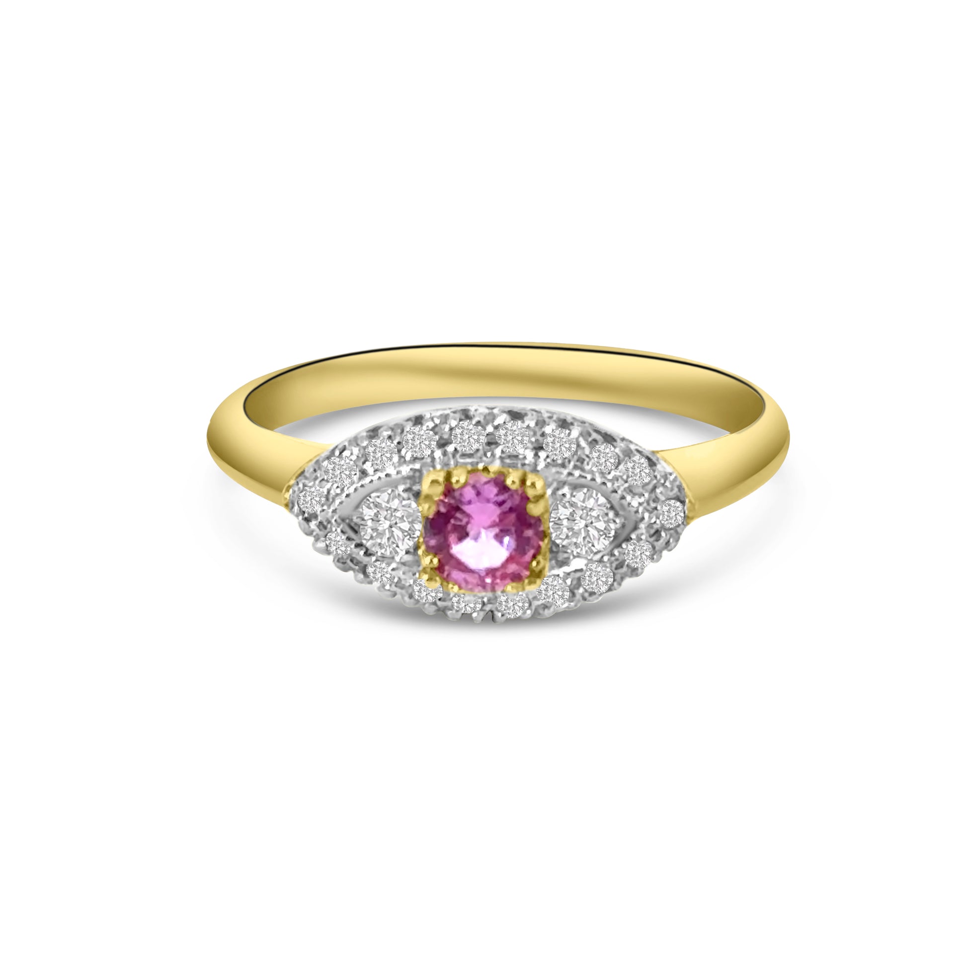 9kt Pink Sapphire and Diamond Dress Ring