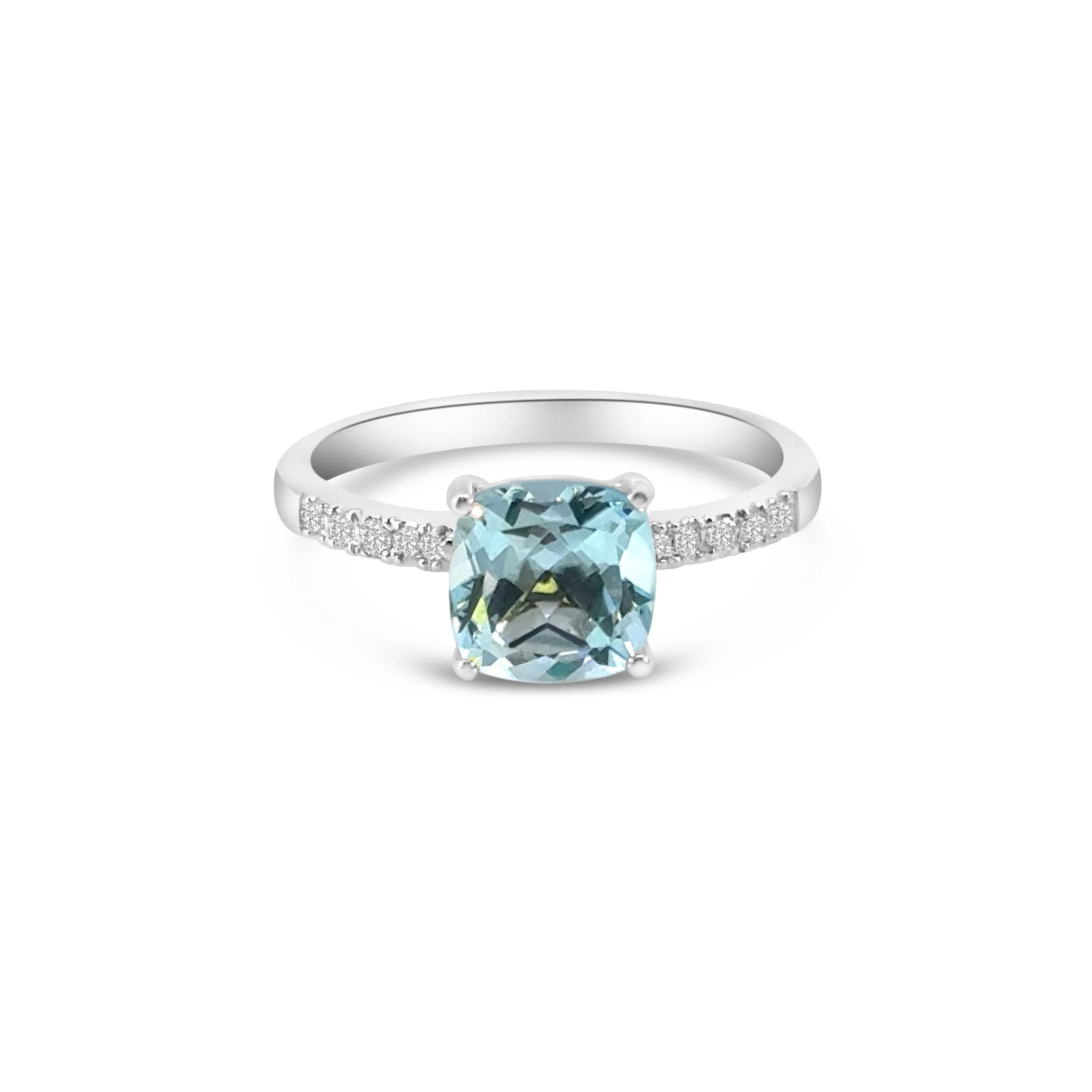 14kt Blue Topaz and Diamond Solitaire Ring