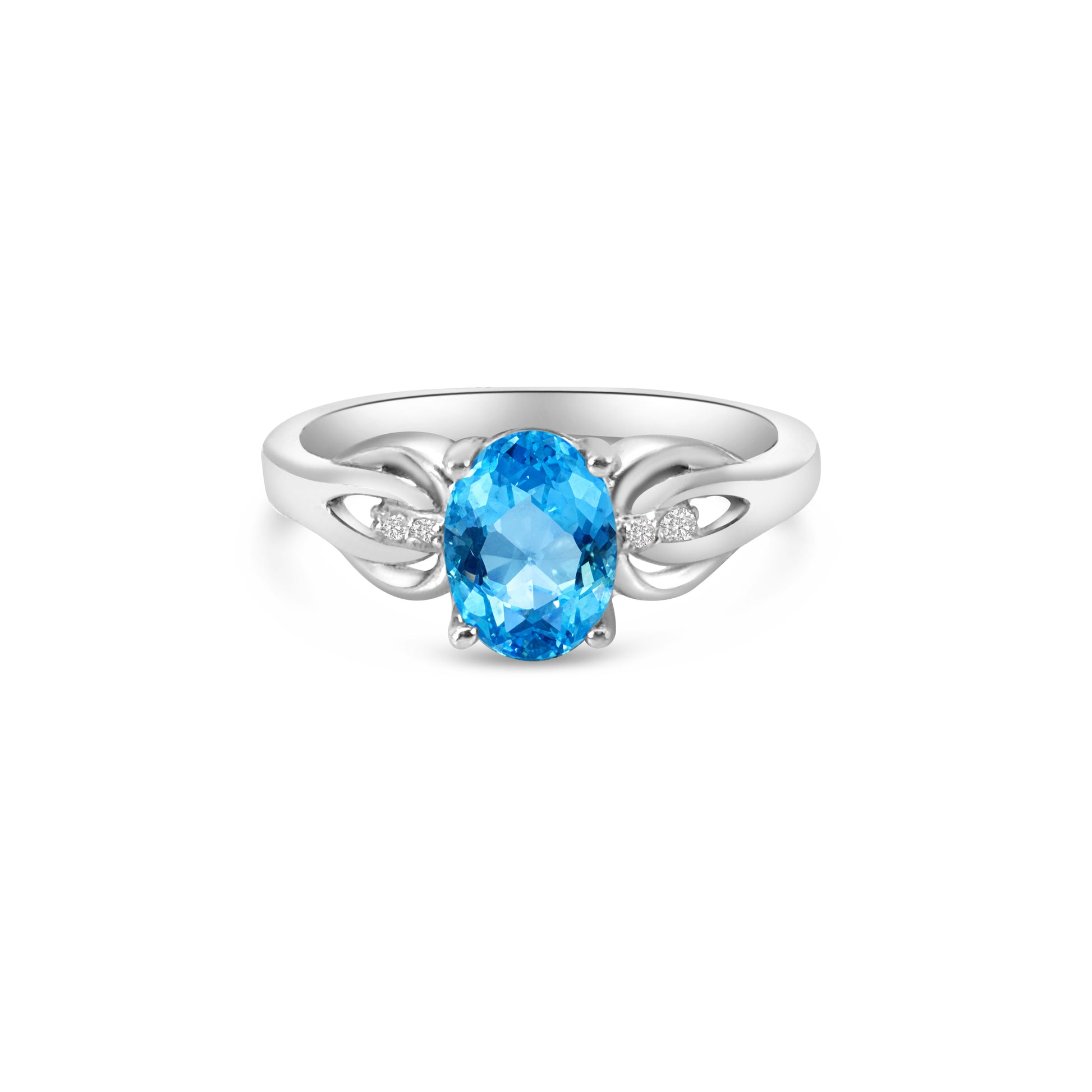 9kt Blue Topaz and Diamond Dress Ring