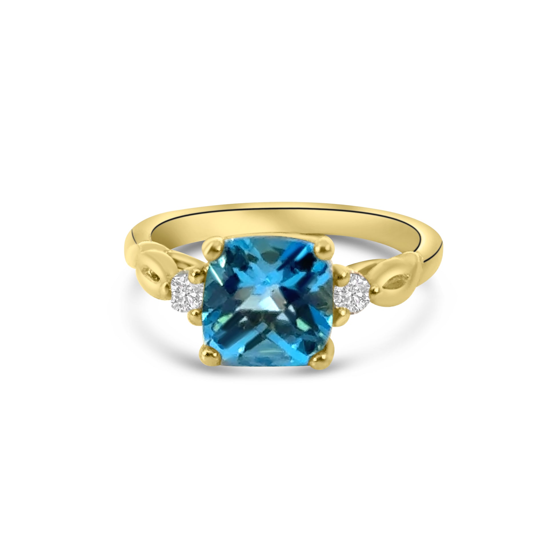 9kt Blue Topaz and Diamond Twist Dress Ring