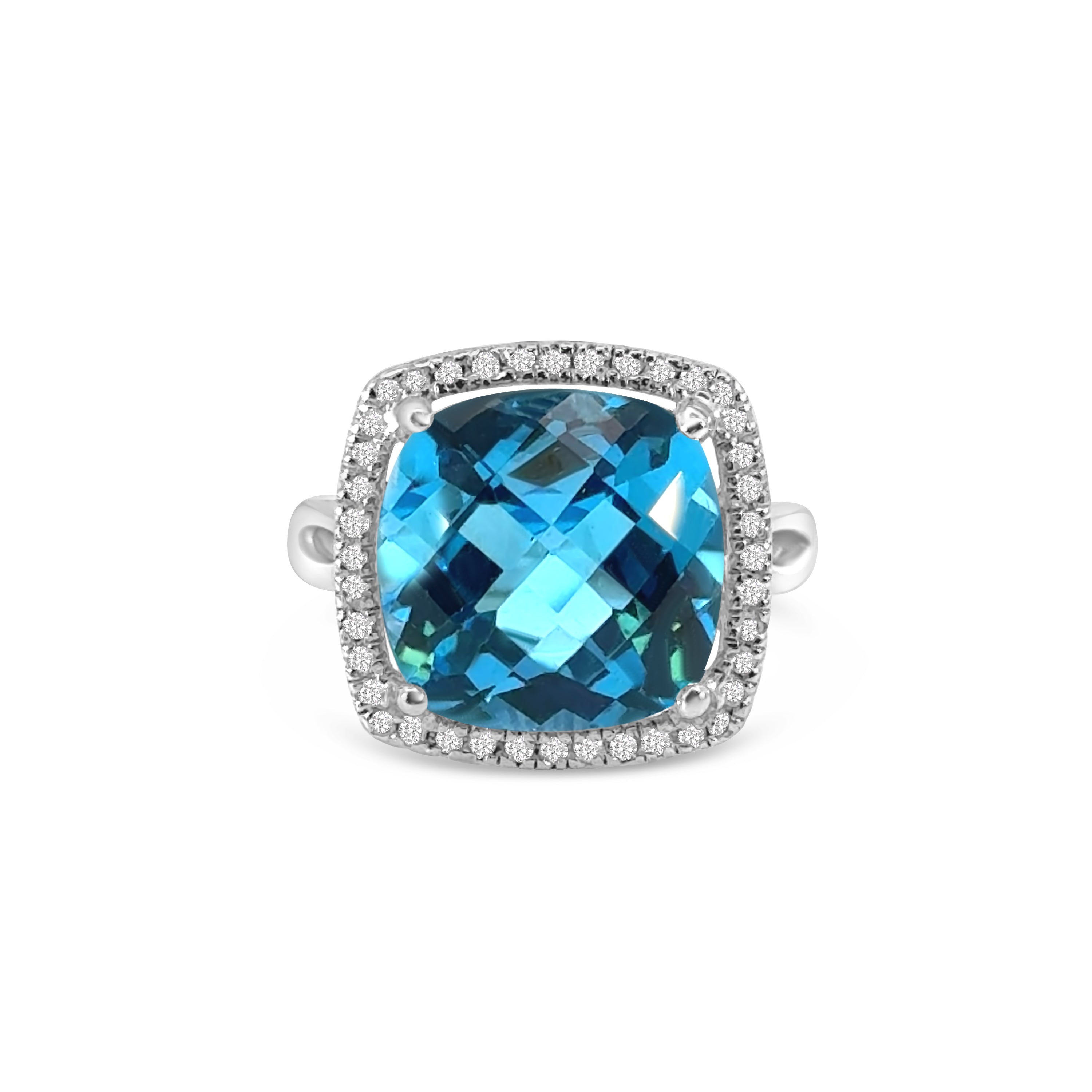 9kt Blue Topaz and Diamond Dress Ring
