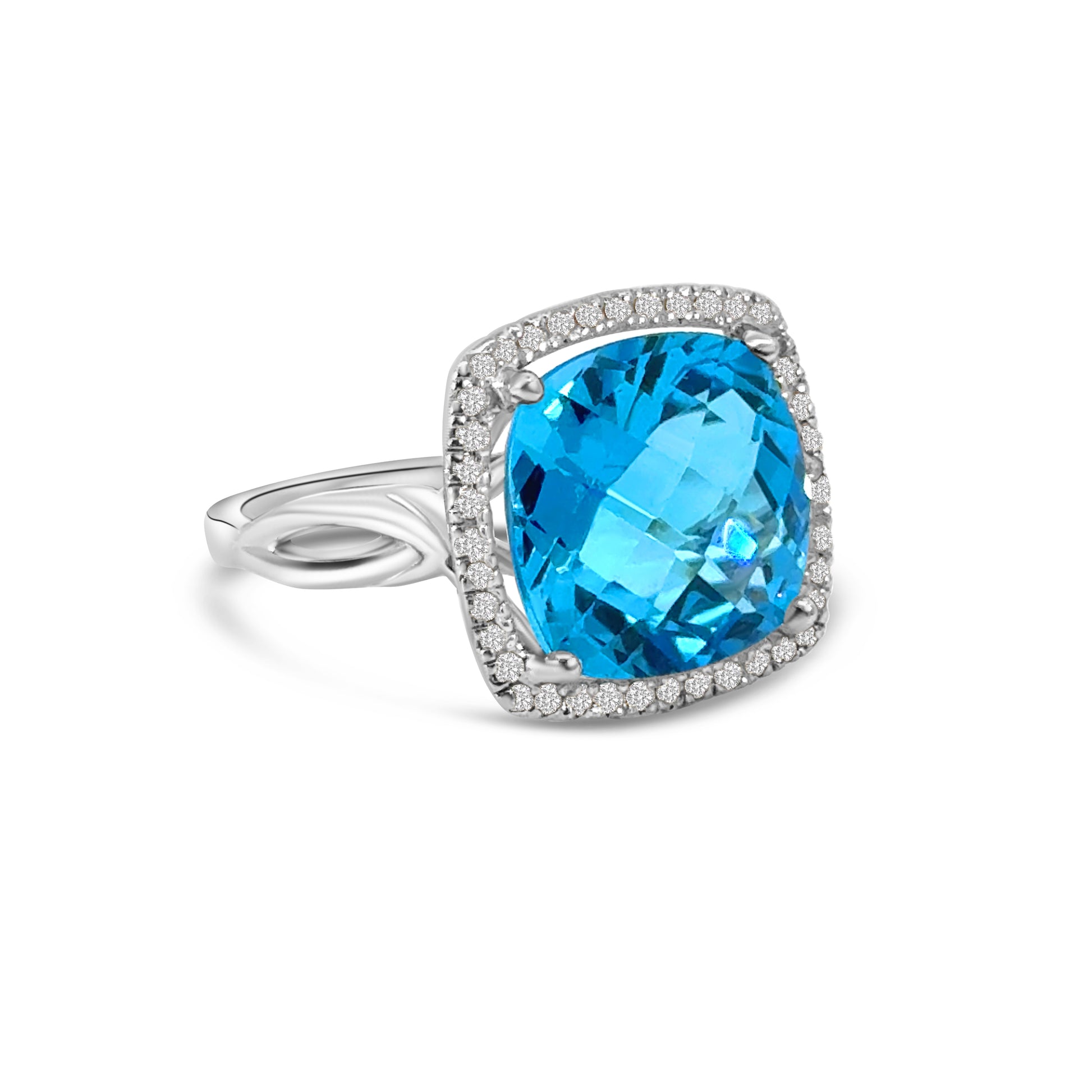 9kt Blue Topaz and Diamond Dress Ring