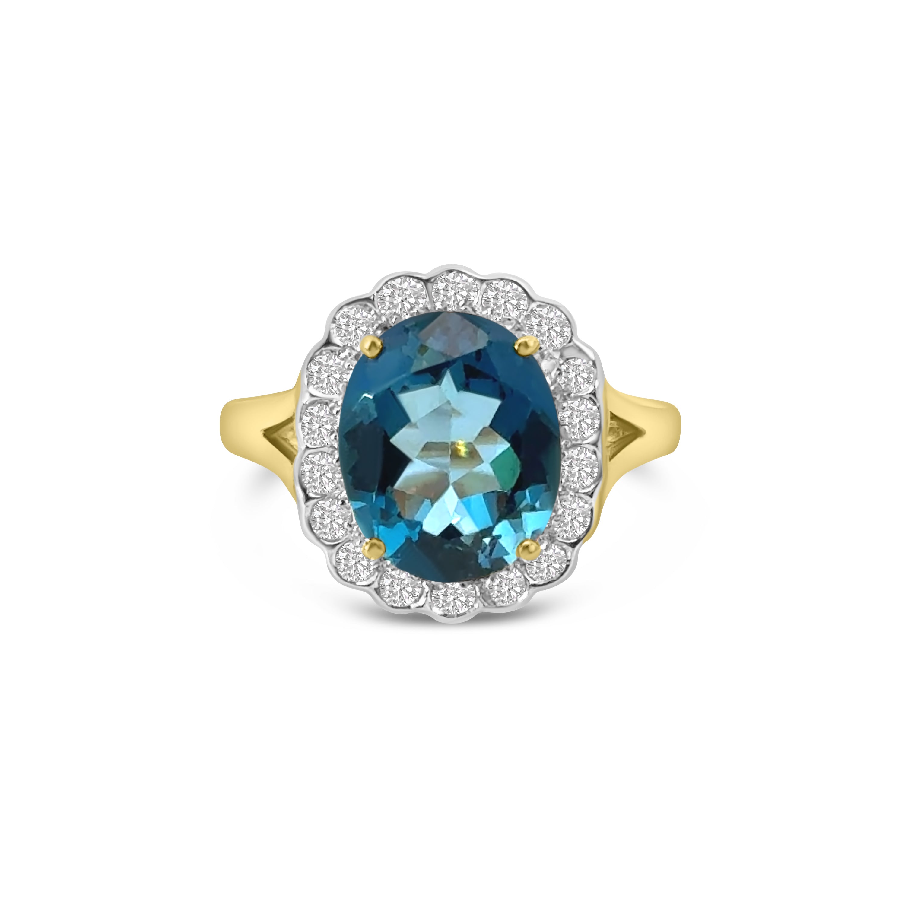 9kt London Blue Topaz and Diamond Dress Ring