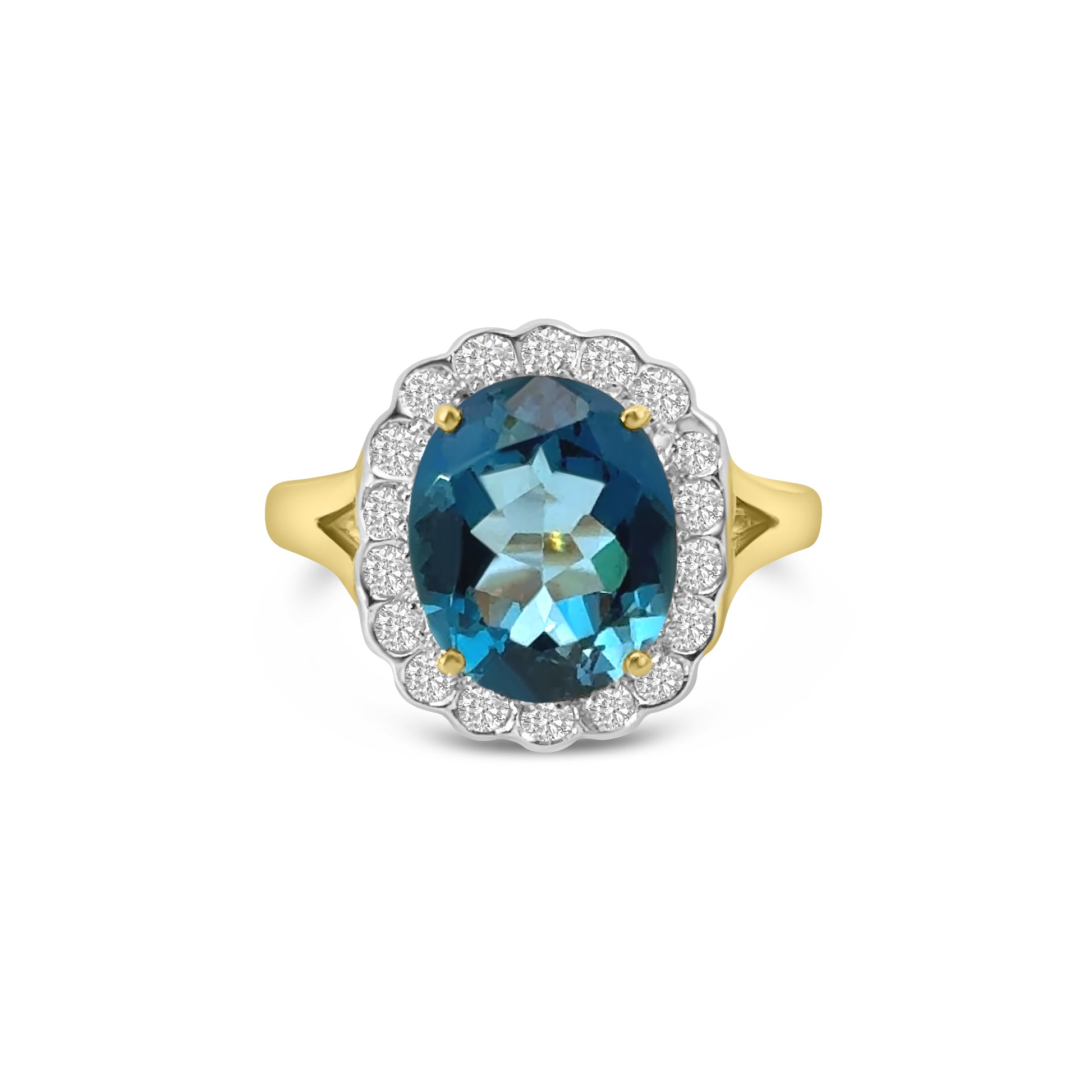 9kt London Blue Topaz and Diamond Dress Ring