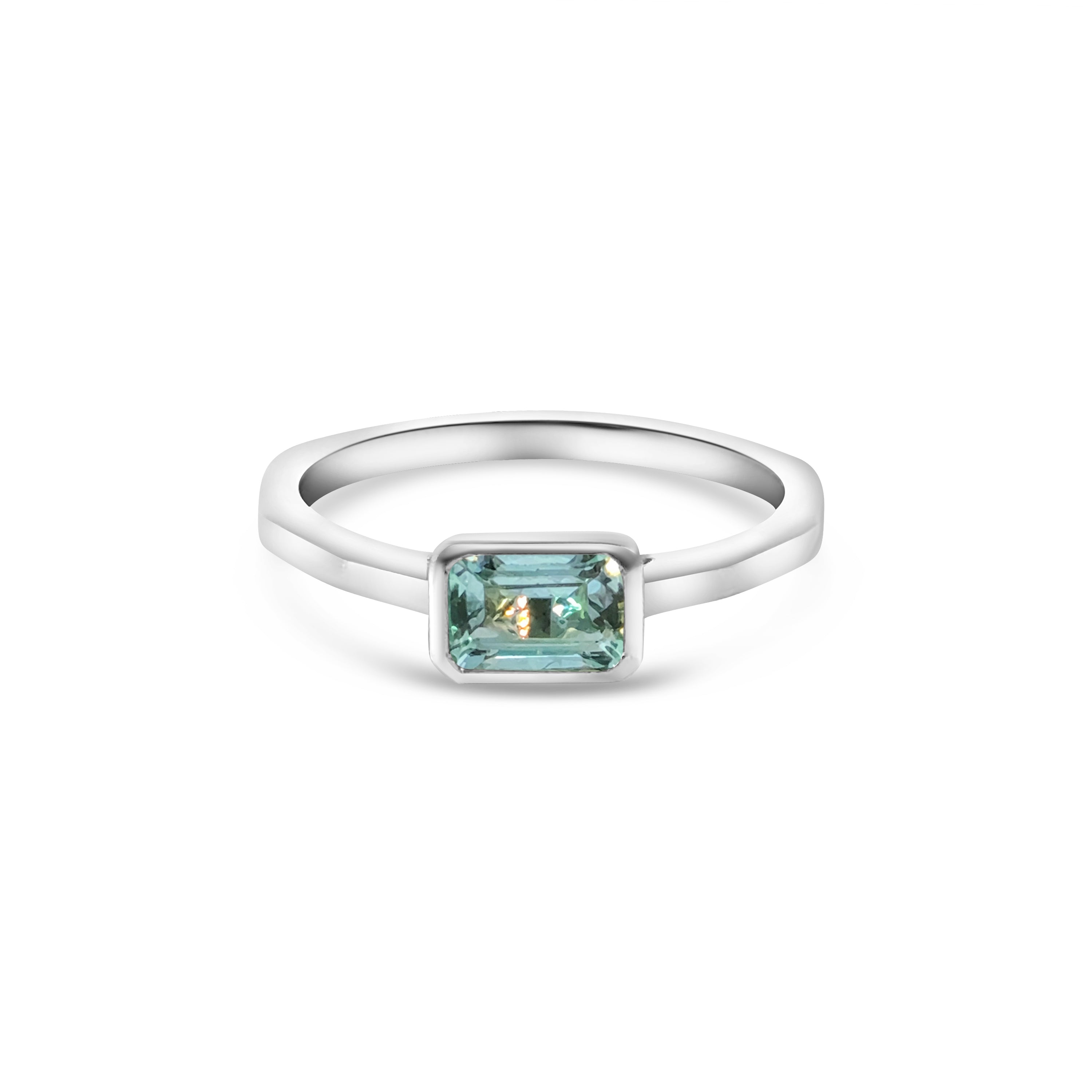 9kt Emerald Cut Blue Topaz Dress Ring