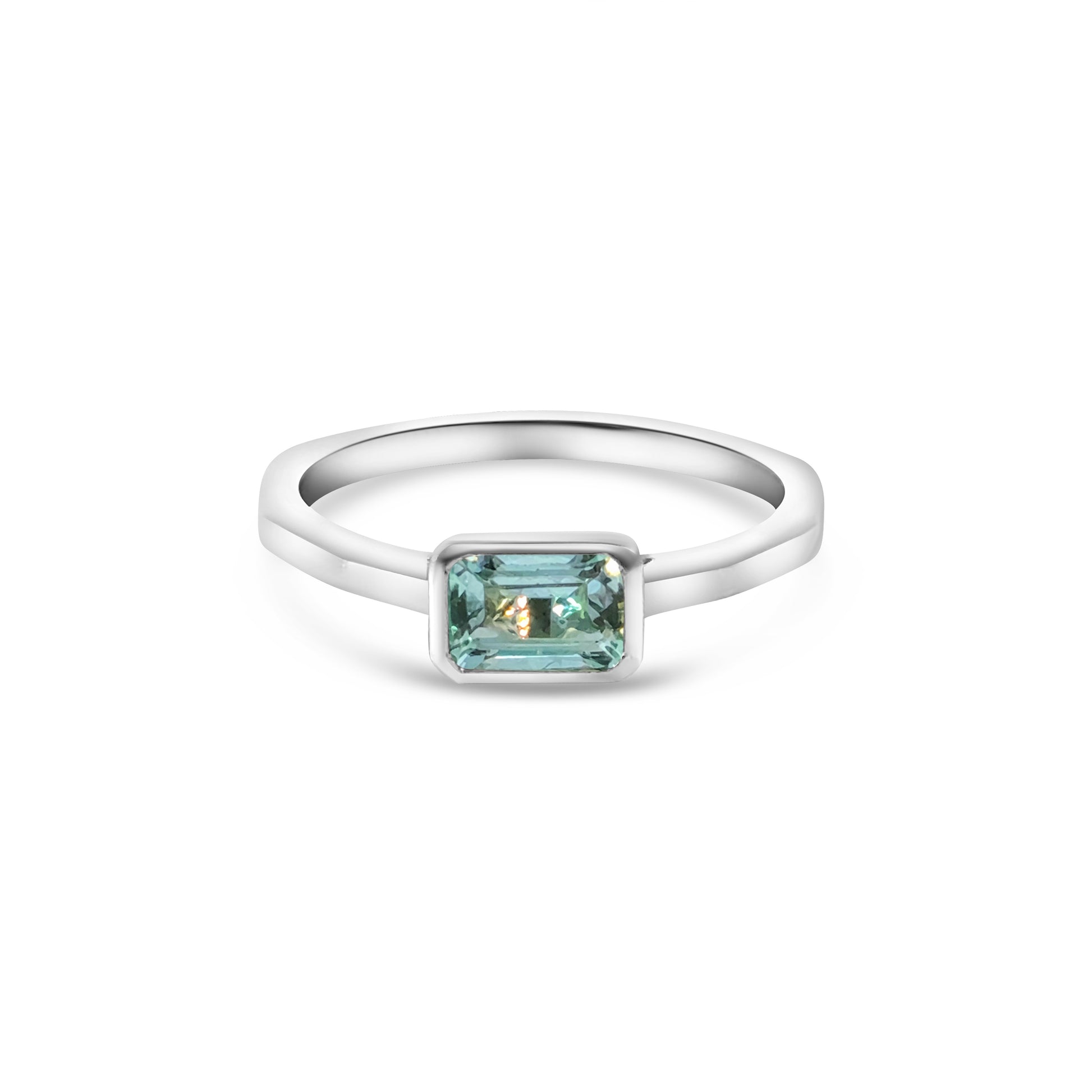 9kt Emerald Cut Blue Topaz Dress Ring