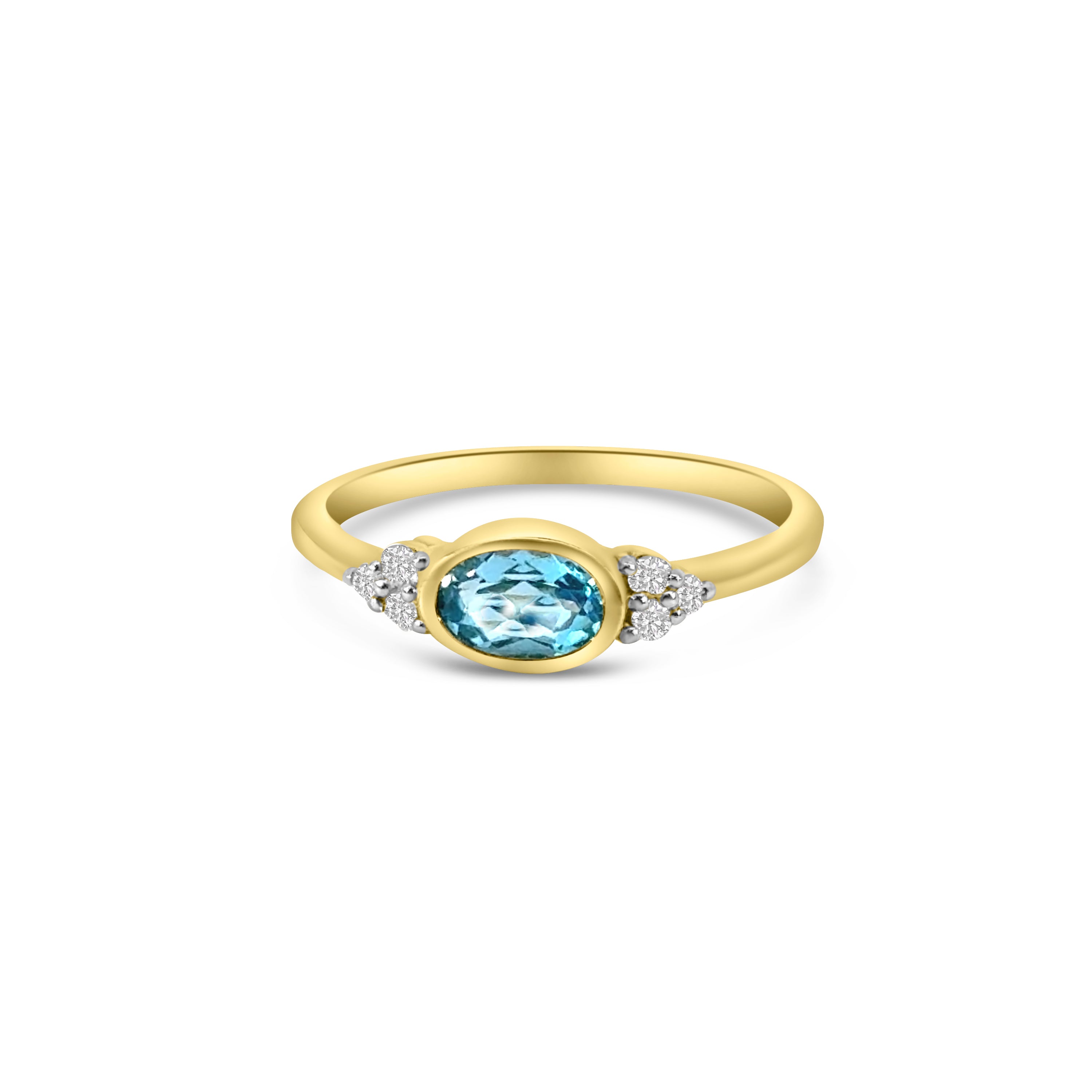 9kt Blue Topaz and Diamond Dress Ring