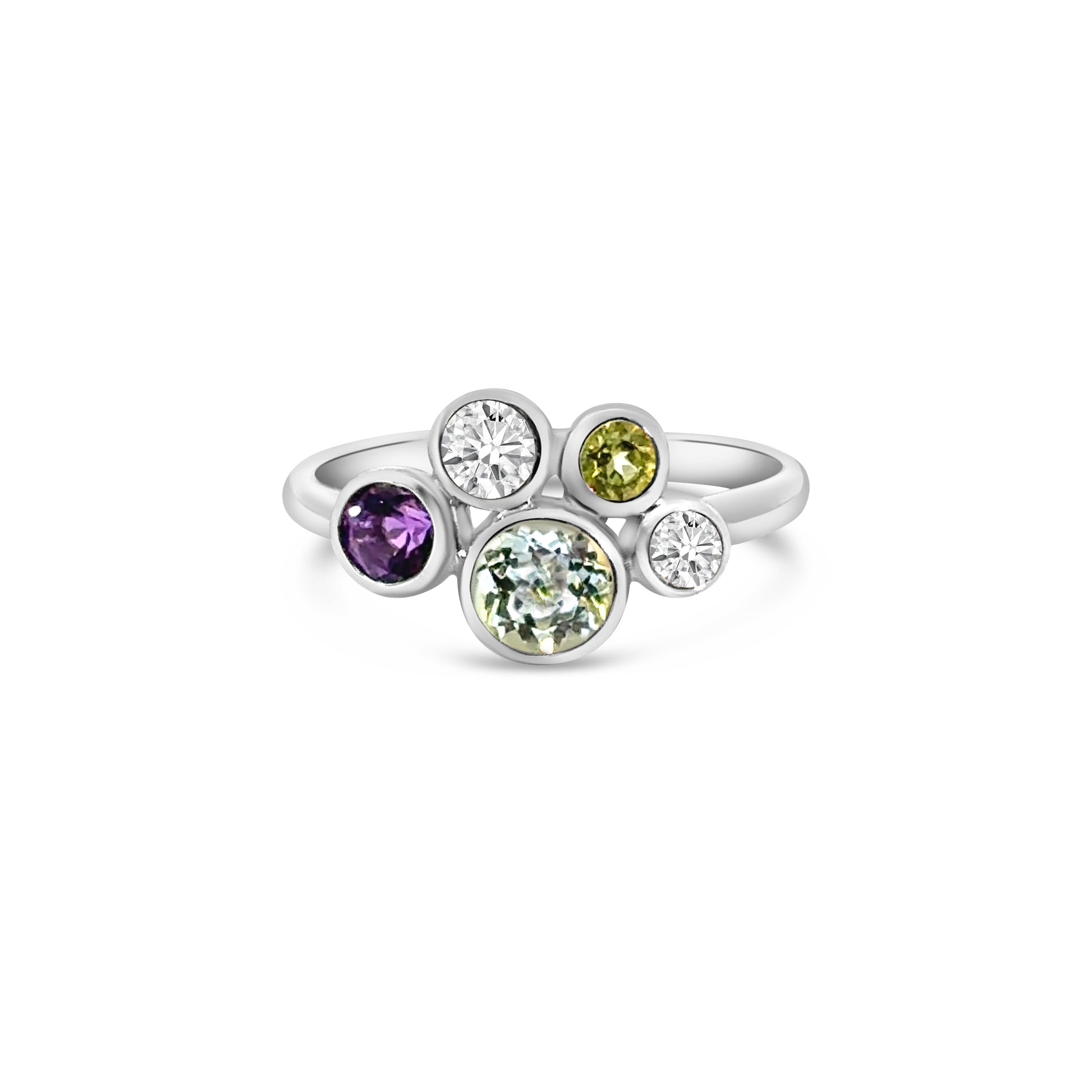 9kt Diamond and Gemstone Bubble Dress Ring