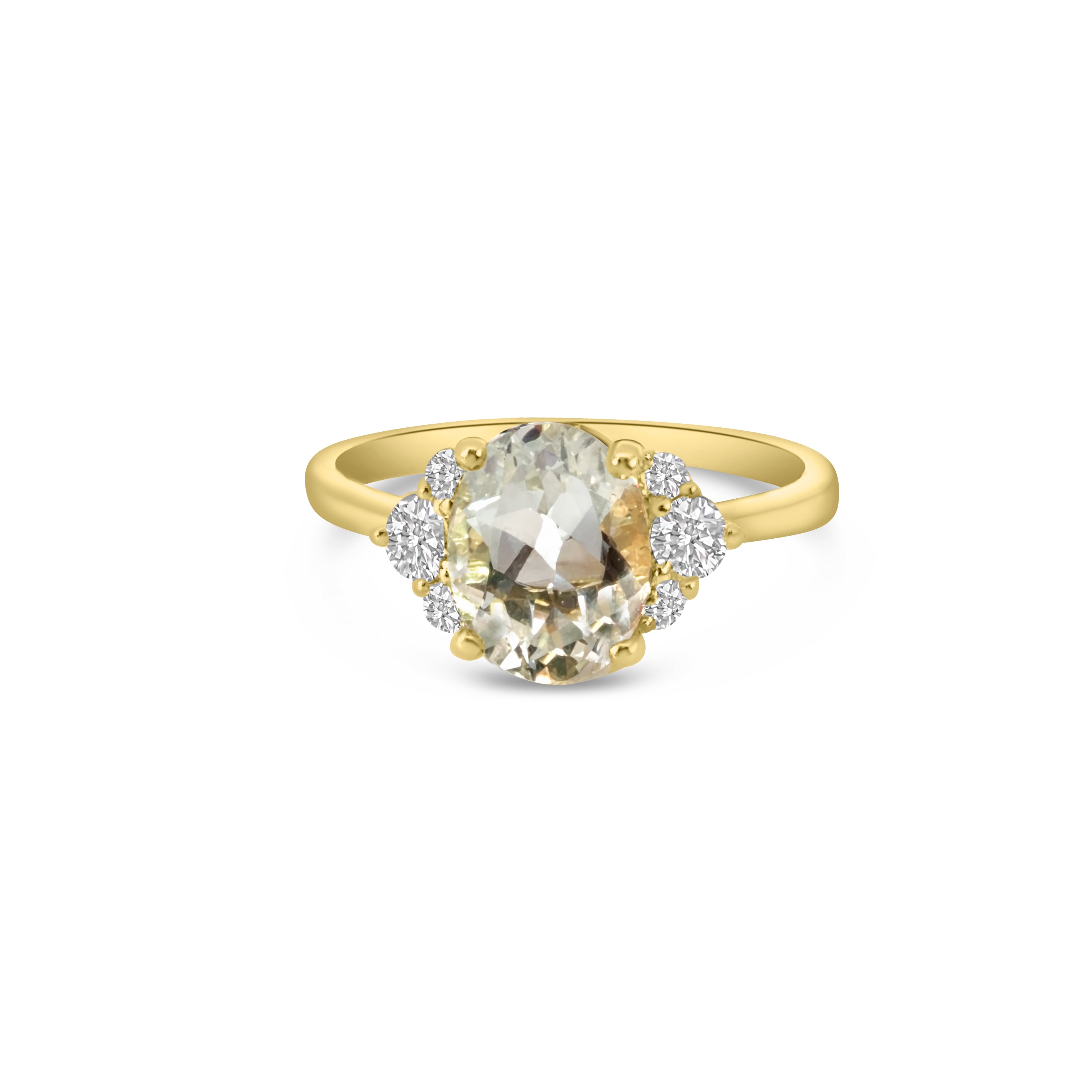 9kt Green Amethyst and Diamond Dress Ring