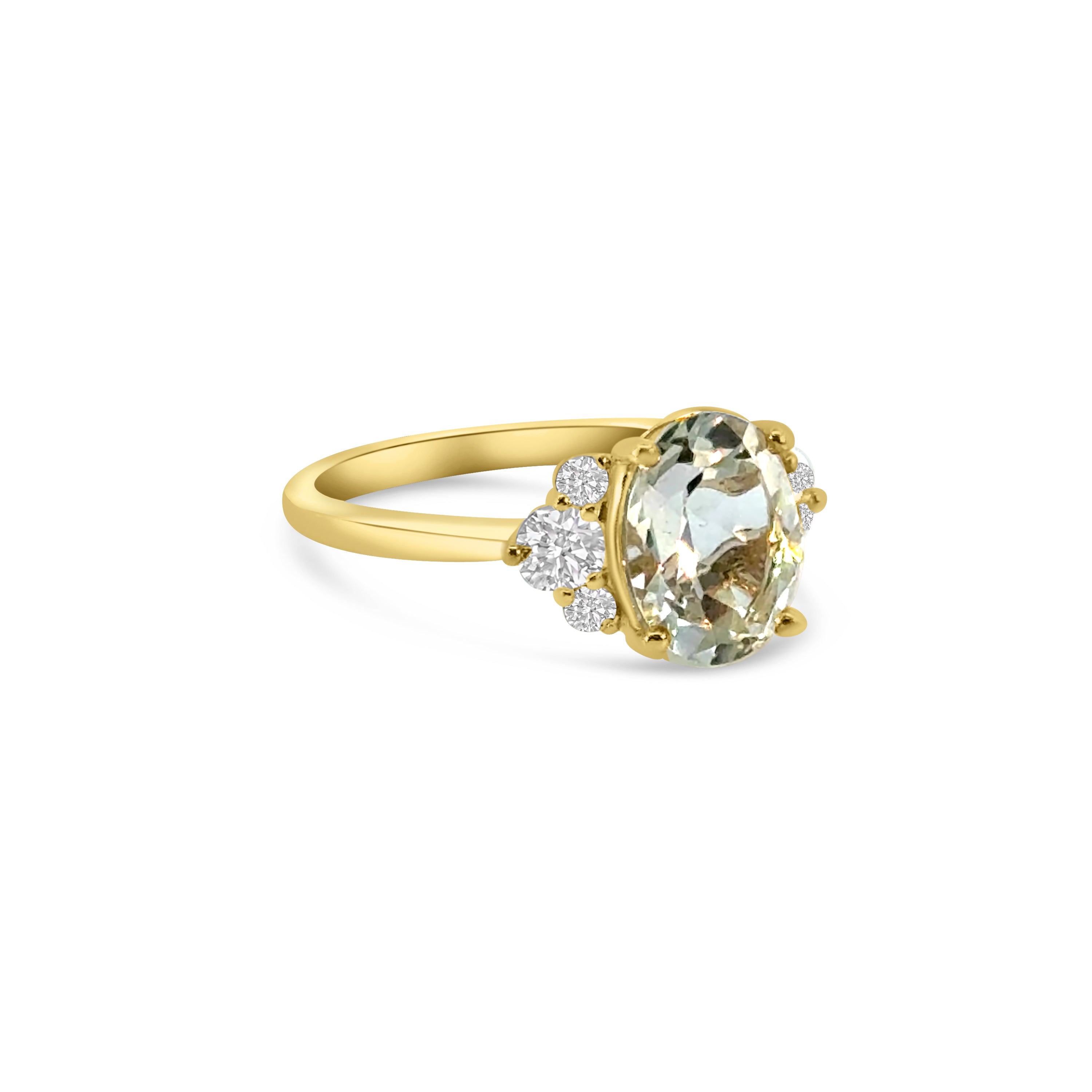 9kt Green Amethyst and Diamond Dress Ring