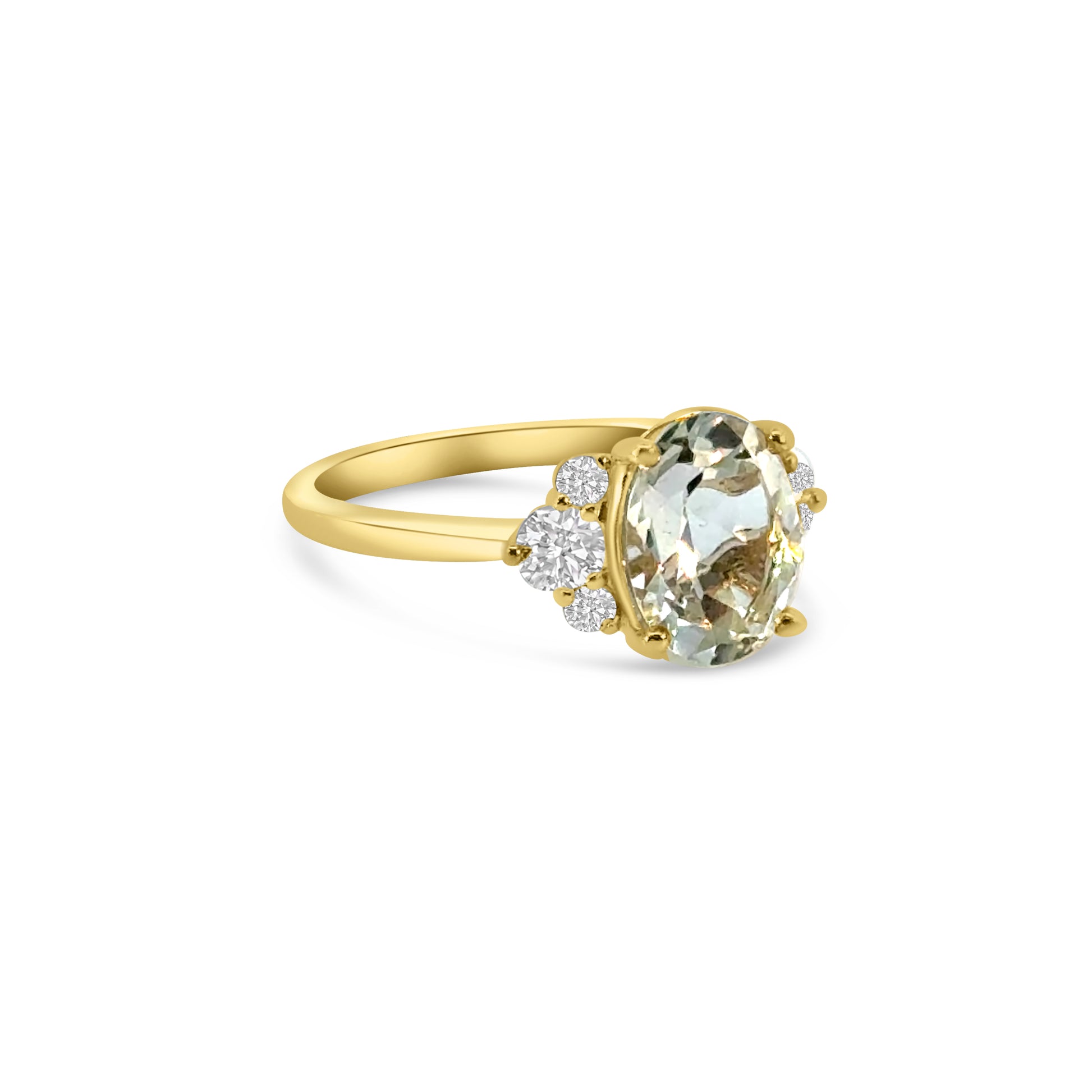 9kt Green Amethyst and Diamond Dress Ring