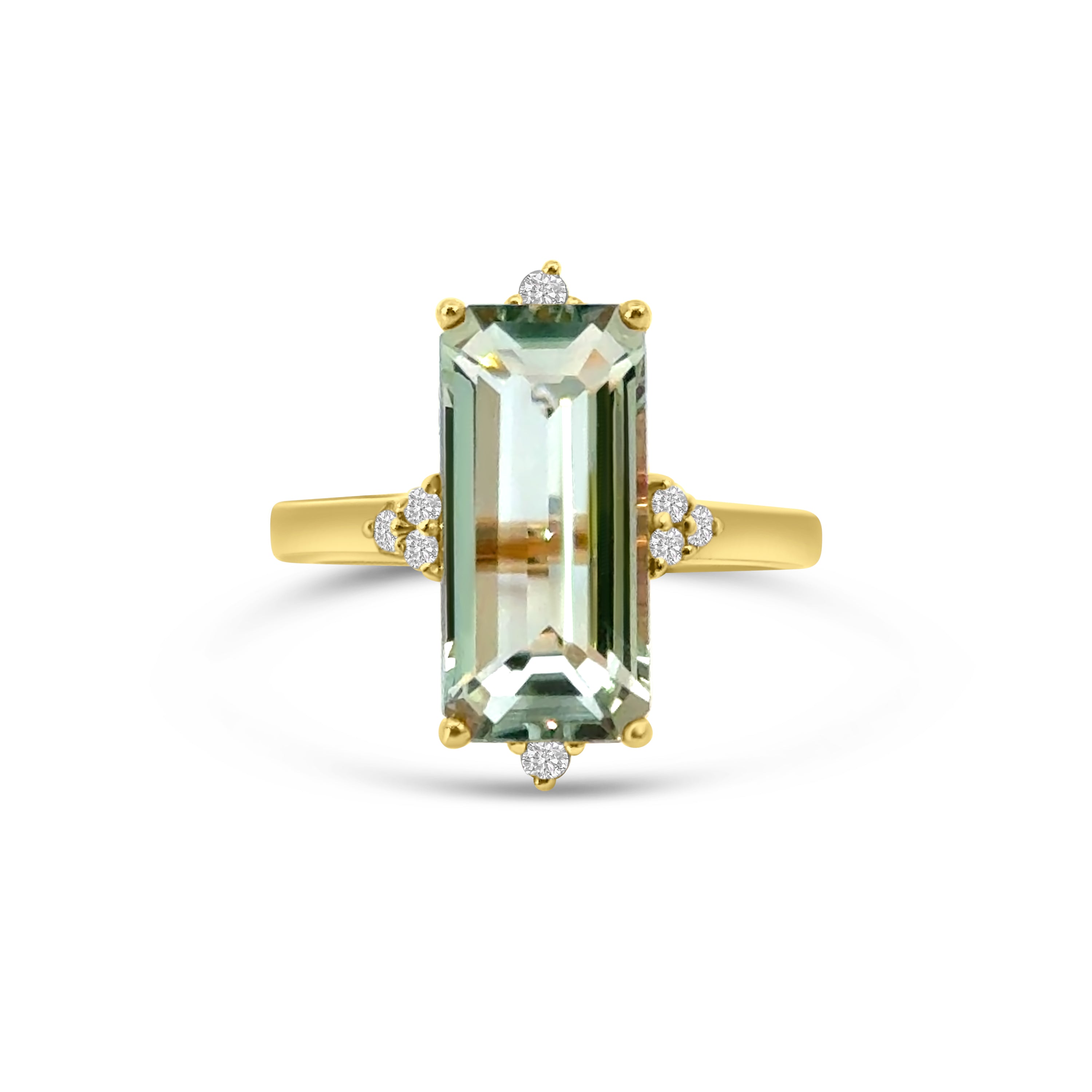 9kt Green Amethyst and Diamond Dress Ring