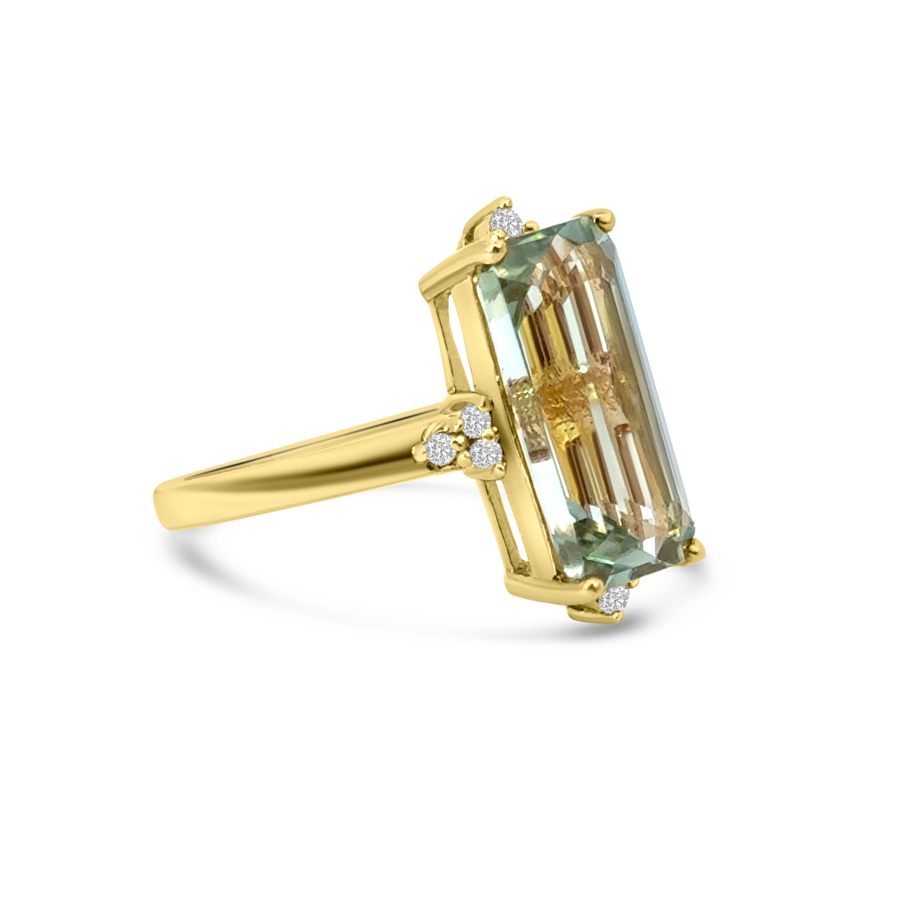 9kt Green Amethyst and Diamond Dress Ring