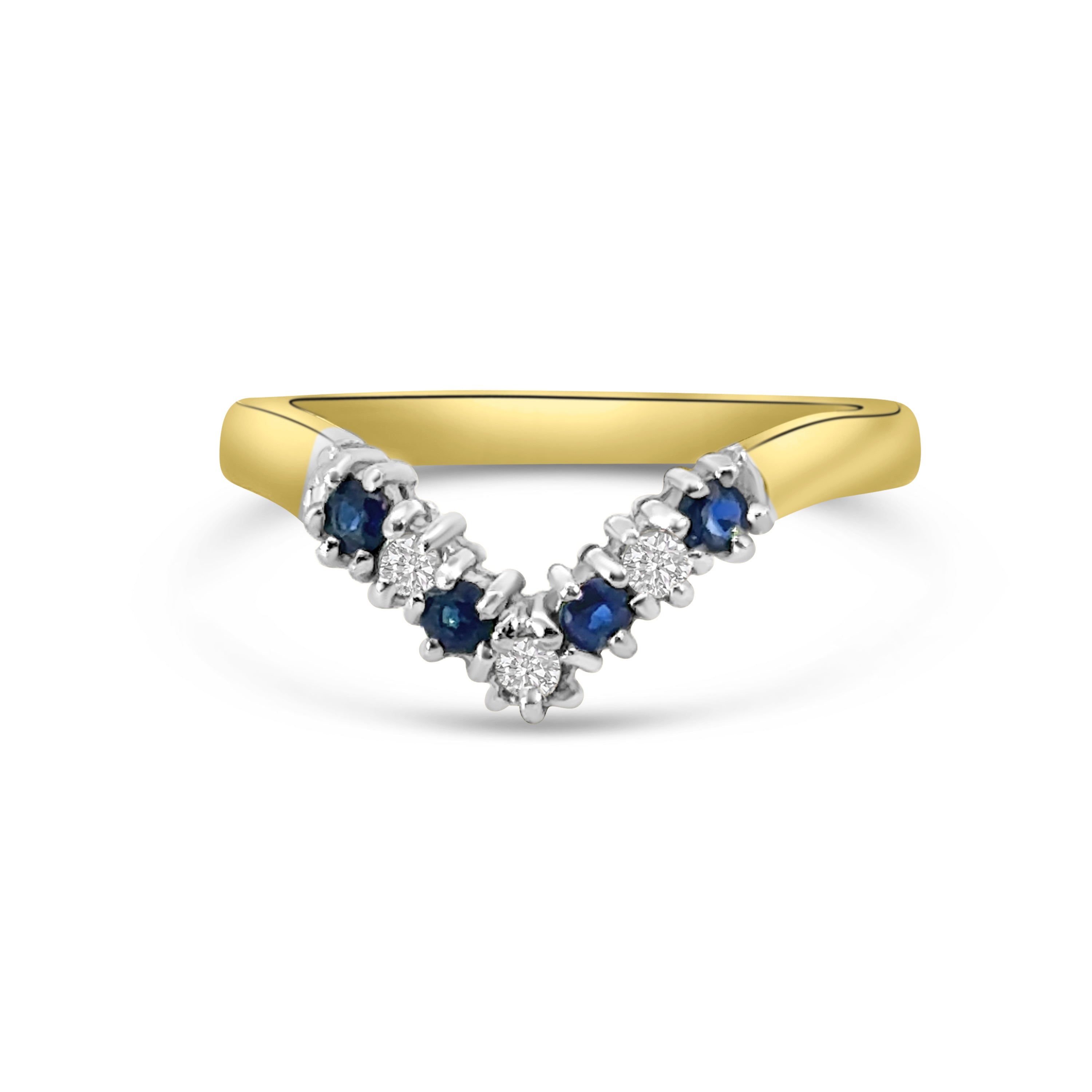 9kt Sapphire and Diamond Wishbone Ring