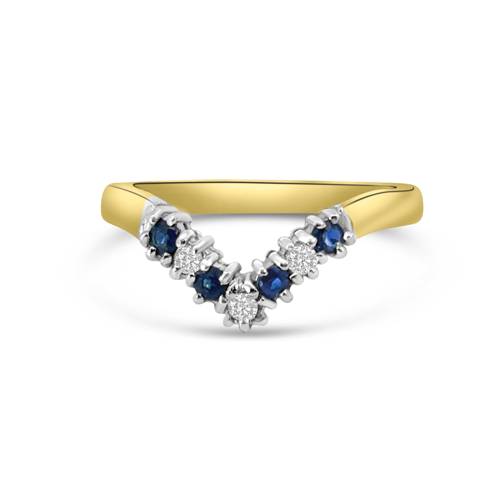 9kt Sapphire and Diamond Wishbone Ring
