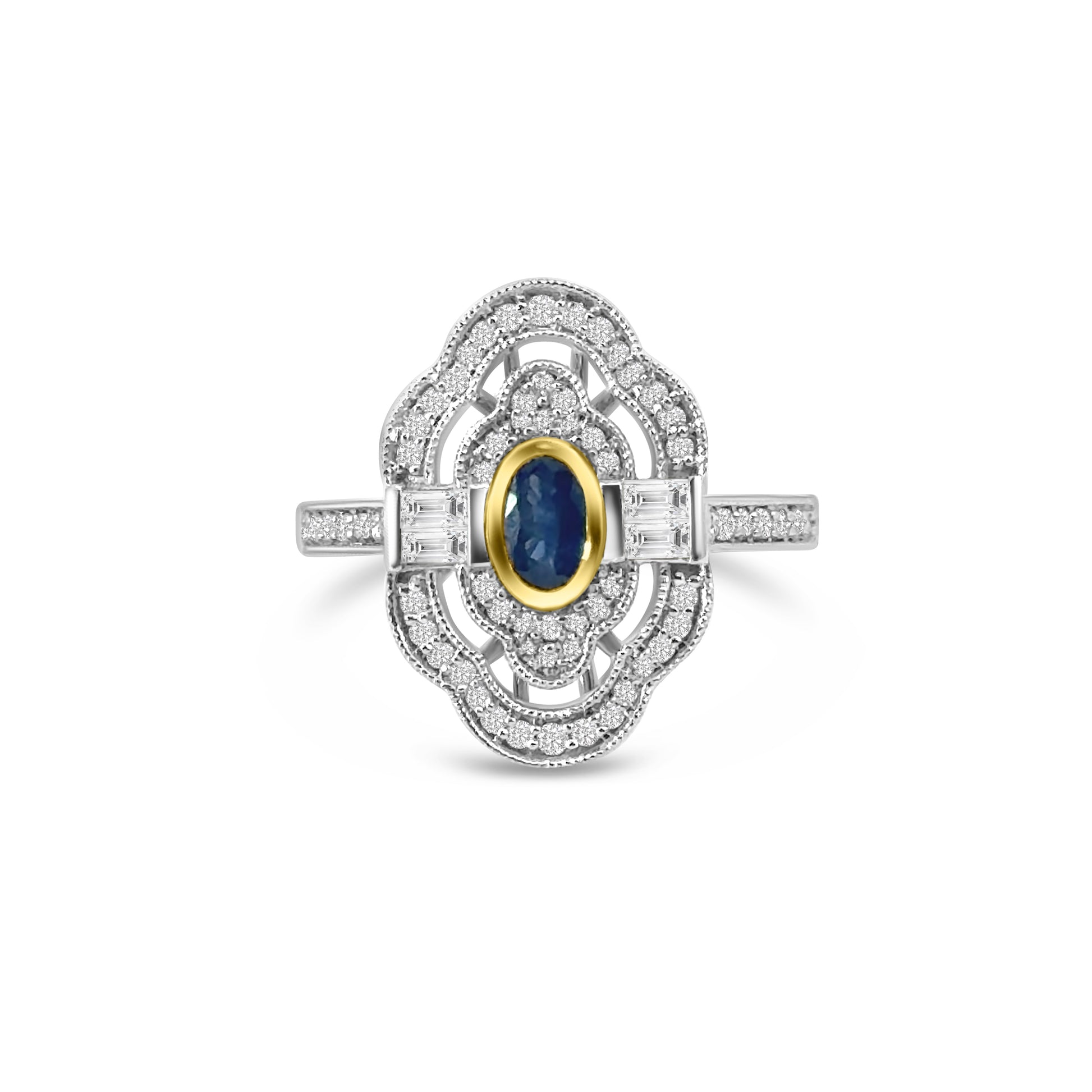 9kt Sapphire and Diamond Twist Art Deco Dress Ring