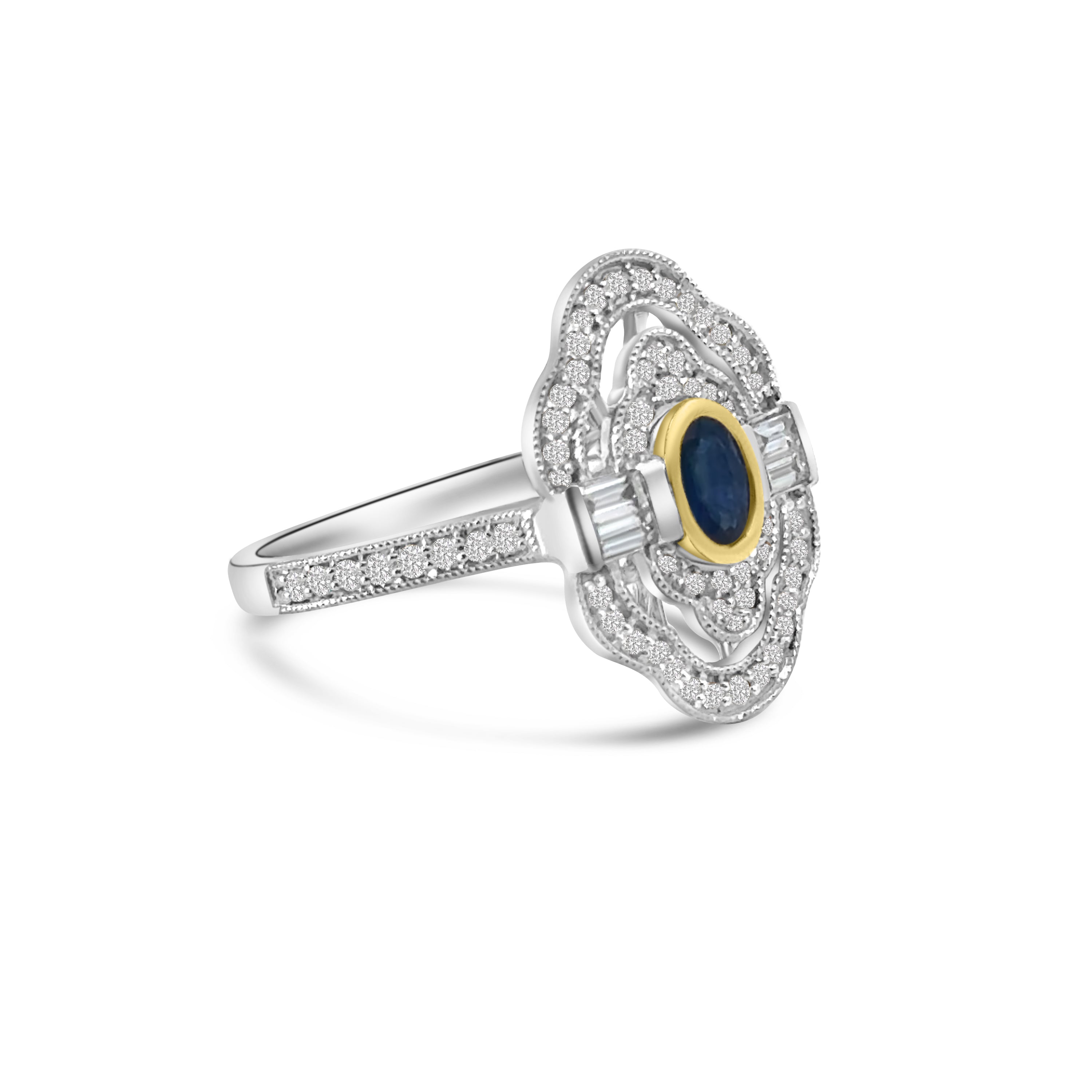 9kt Sapphire and Diamond Twist Art Deco Dress Ring