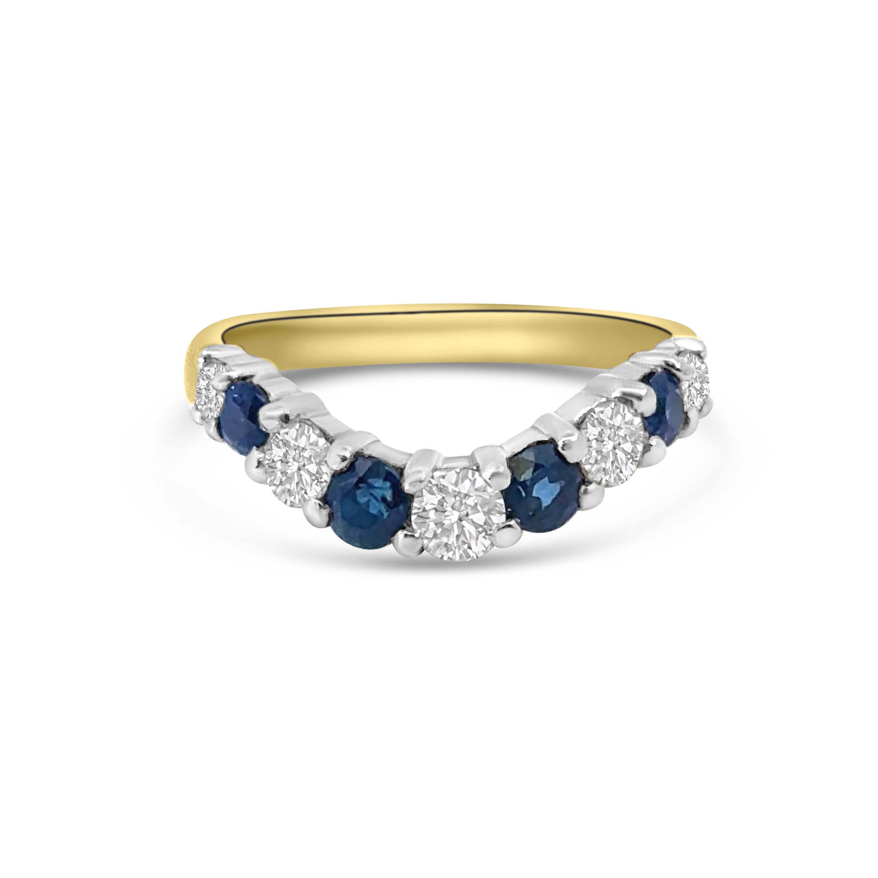 18kt Sapphire and Diamond Wishbone Band