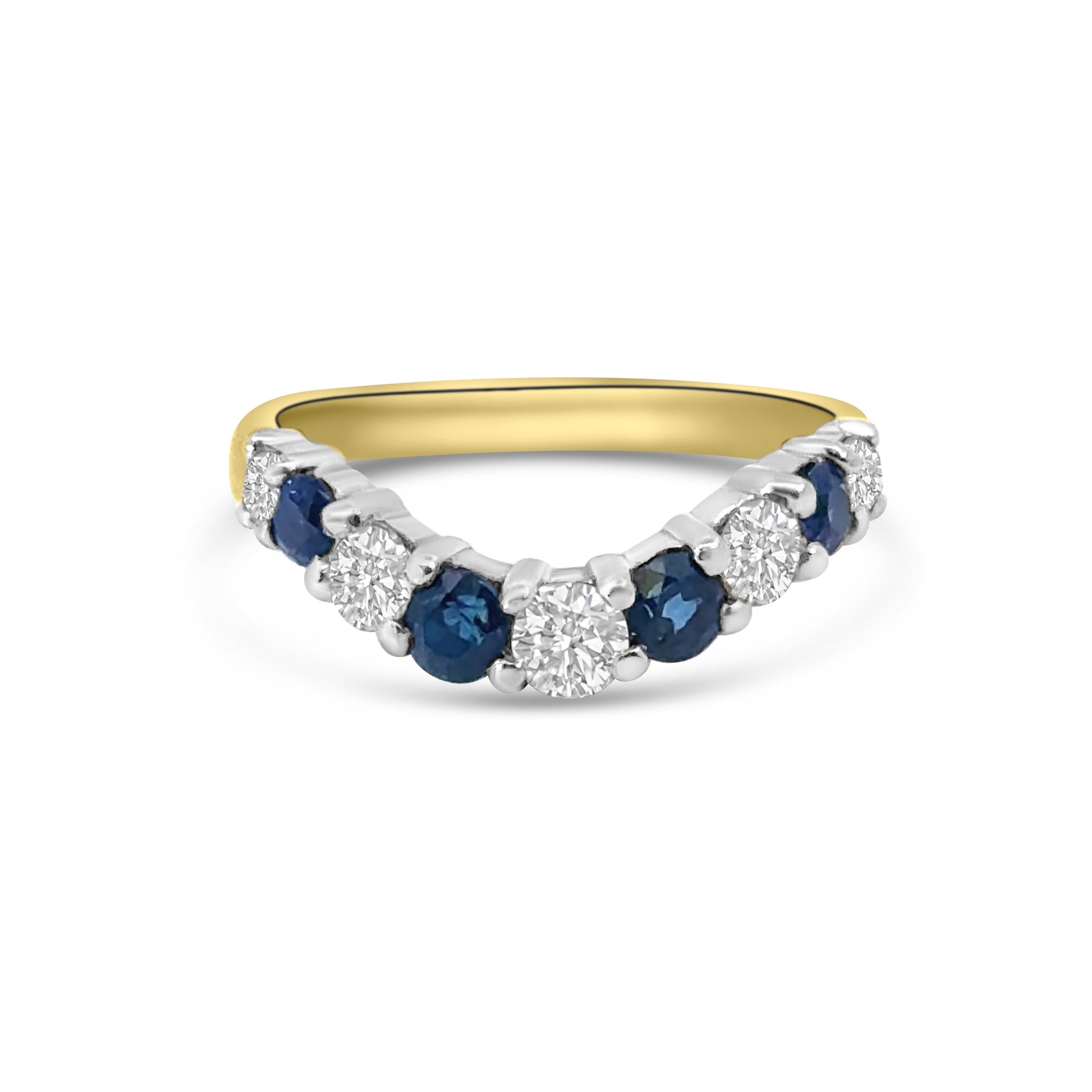 18kt Sapphire and Diamond Wishbone Band