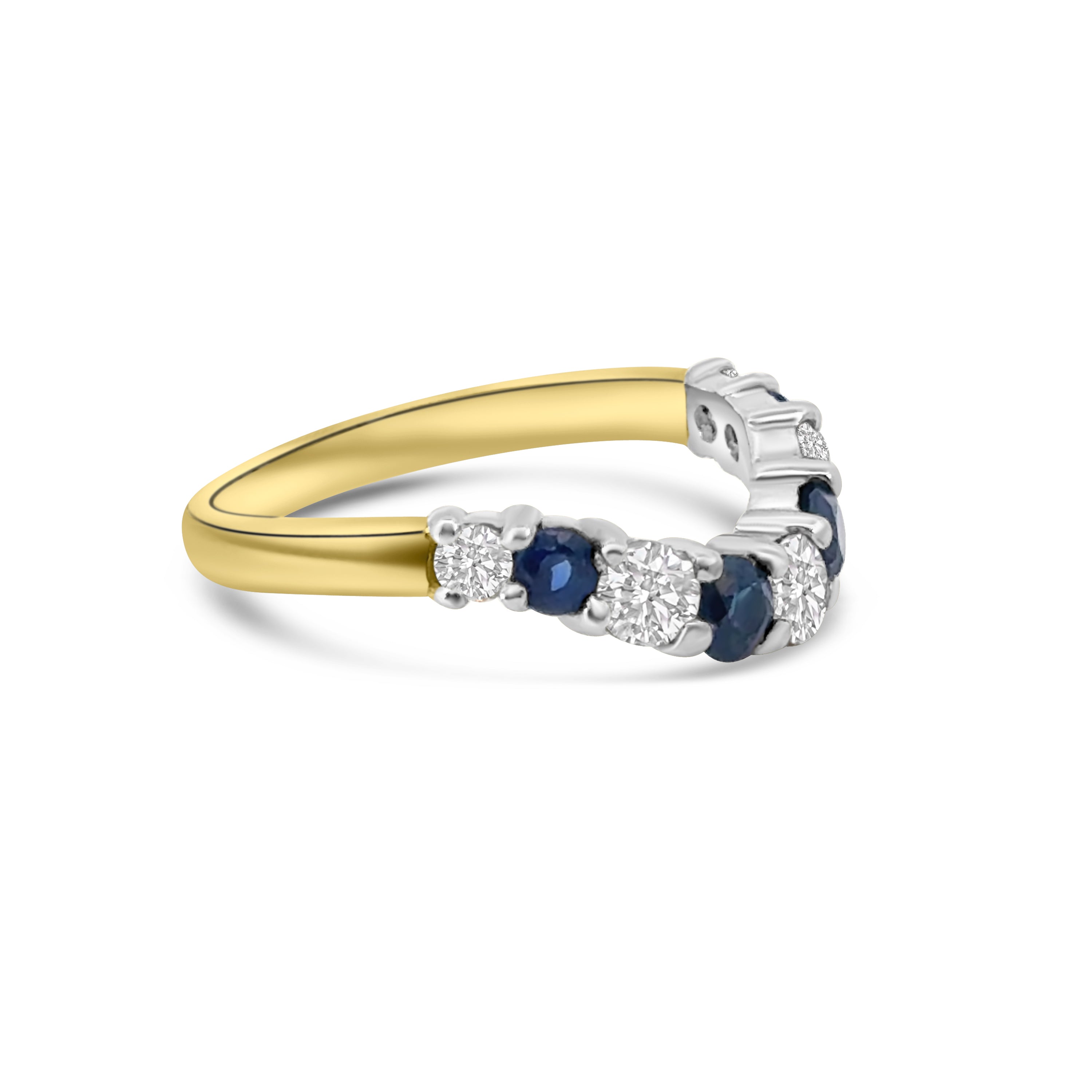 18kt Sapphire and Diamond Wishbone Band