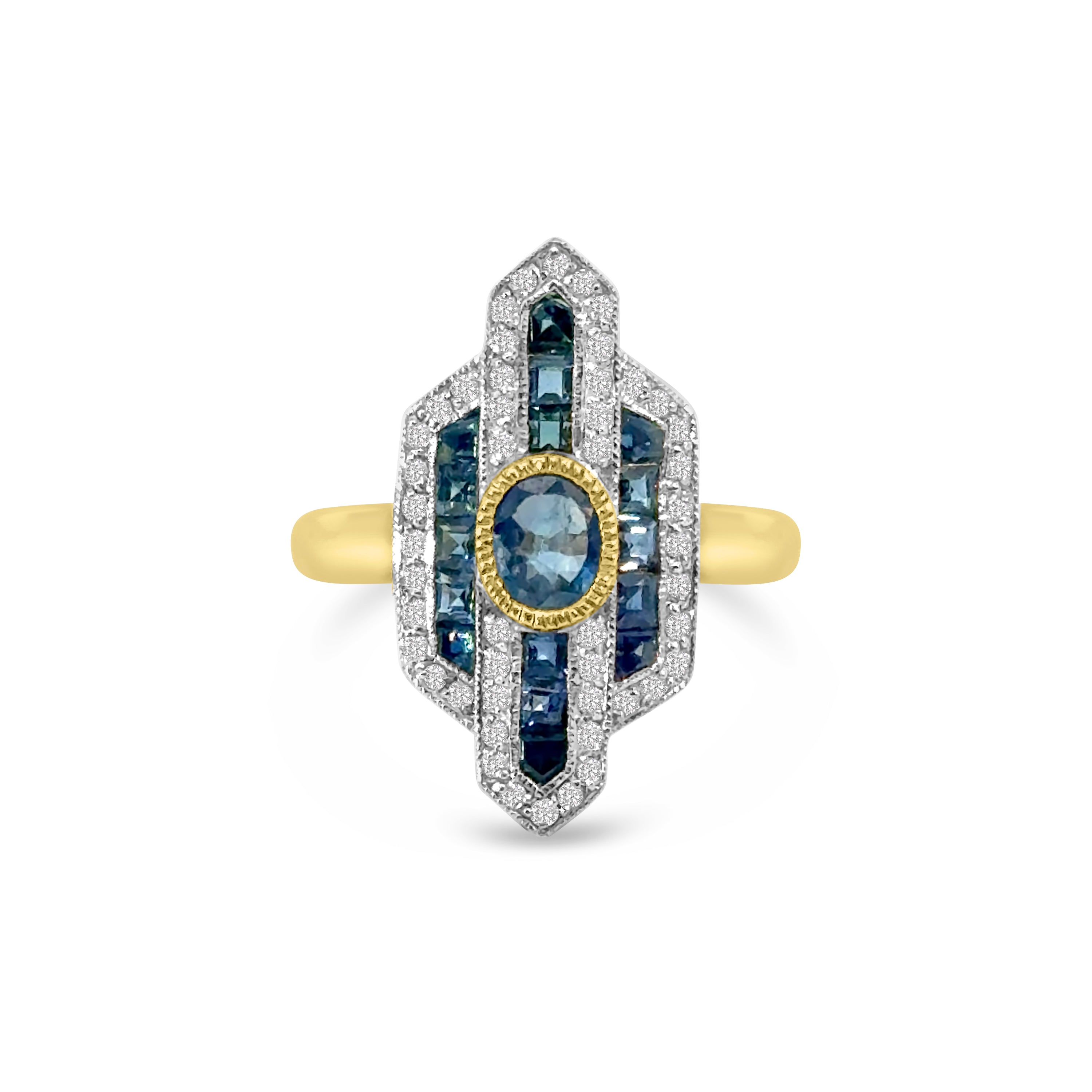 9kt Sapphire and Diamond Art Deco Dress Ring