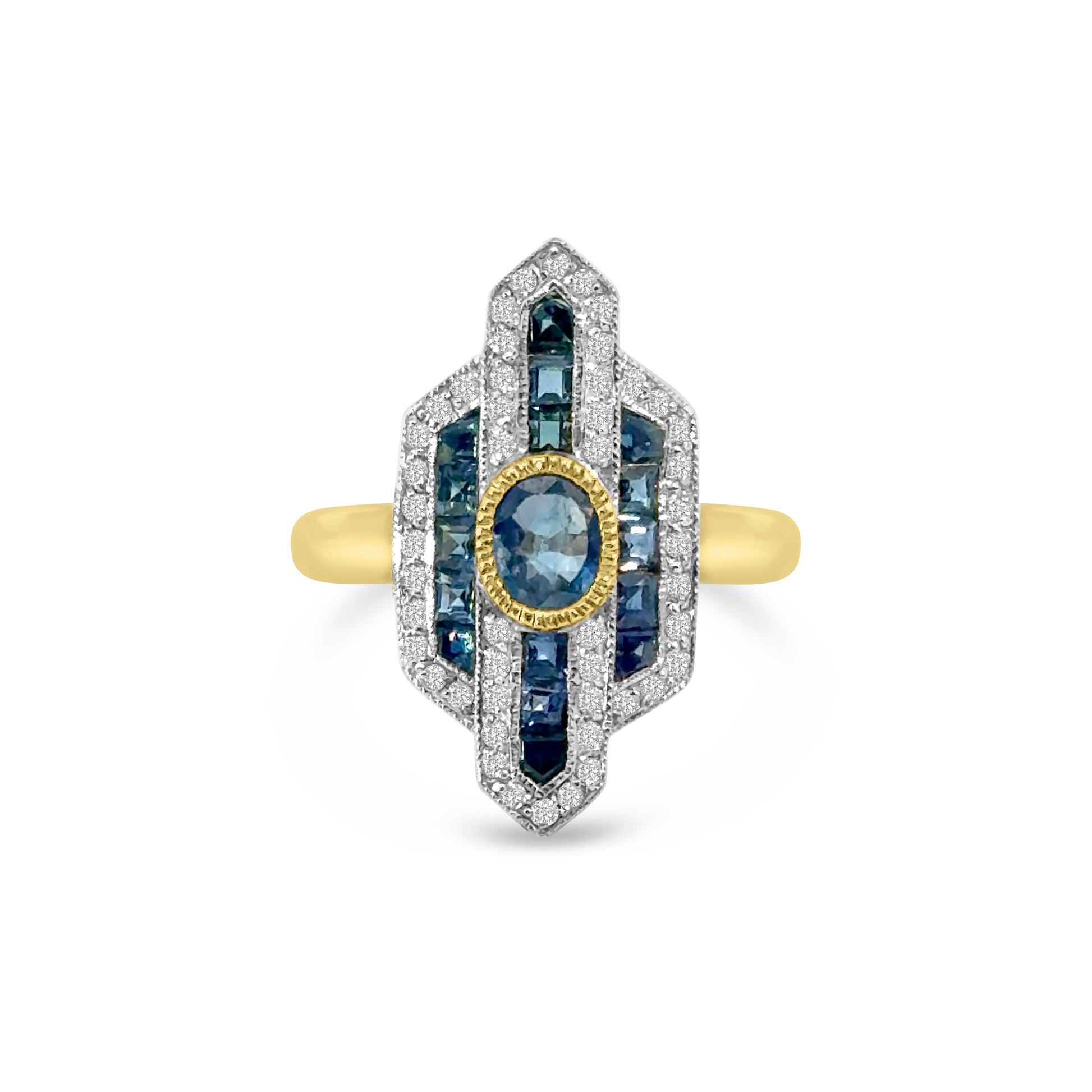 9kt Sapphire and Diamond Art Deco Dress Ring