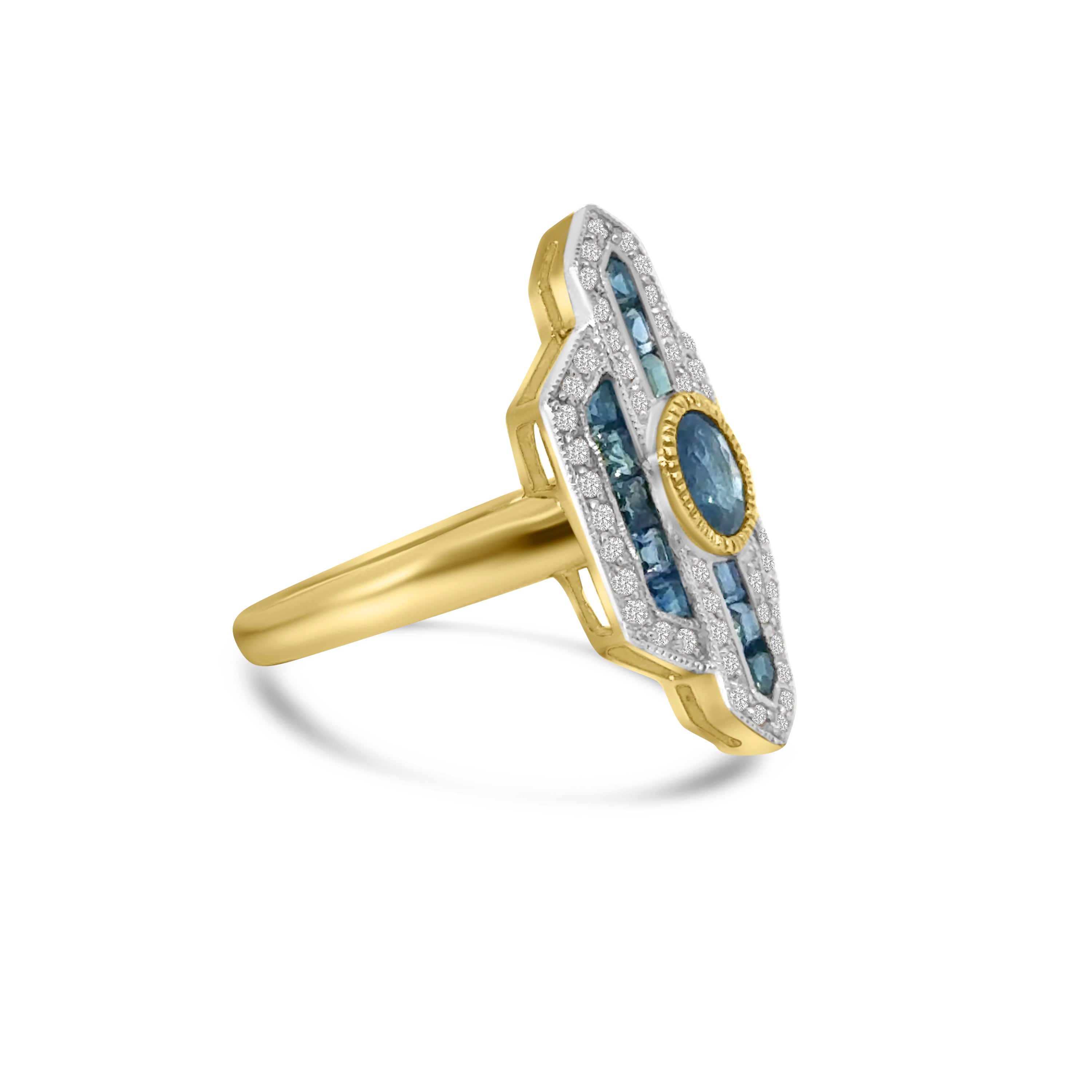 9kt Sapphire and Diamond Art Deco Dress Ring