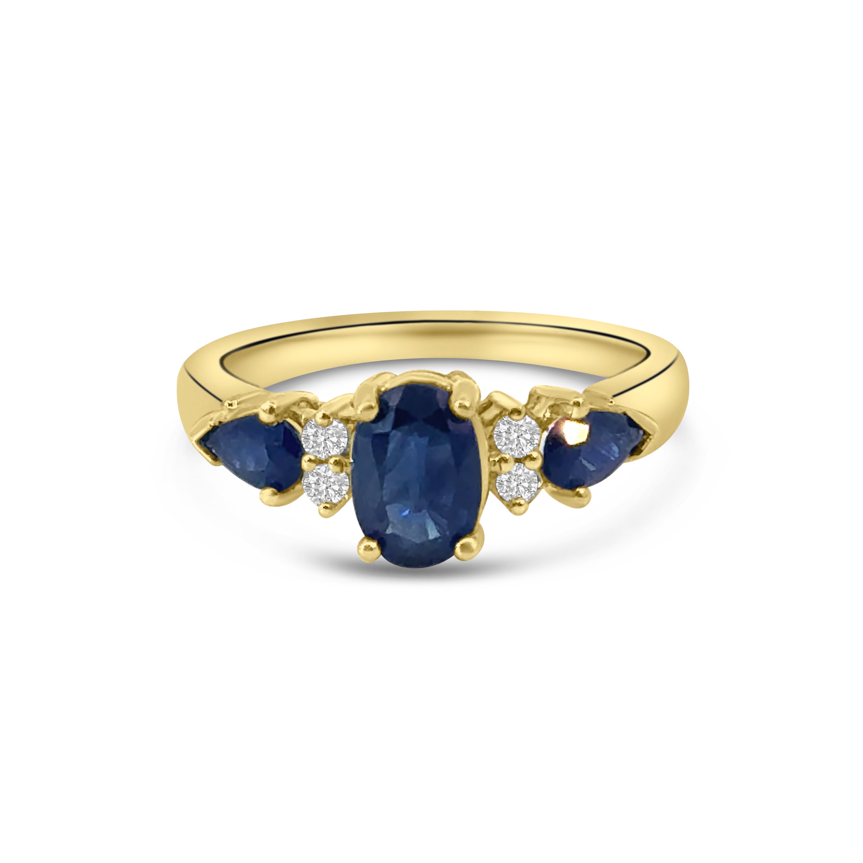 9kt Oval and Pear Sapphire and Diamond Dress Ring