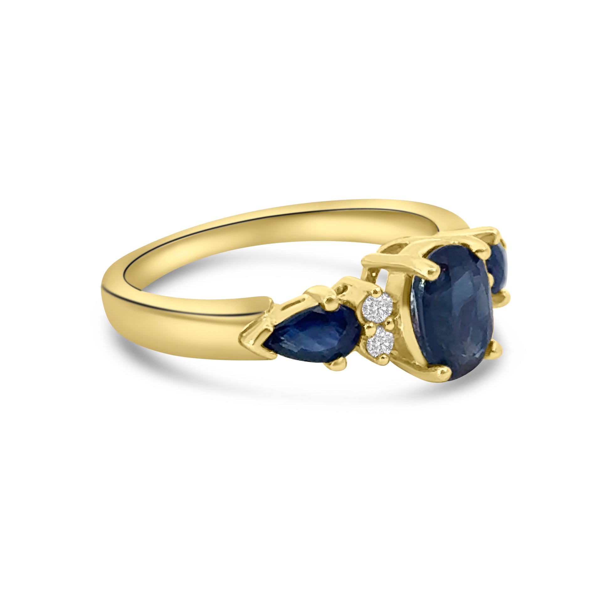 9kt Oval and Pear Sapphire and Diamond Dress Ring