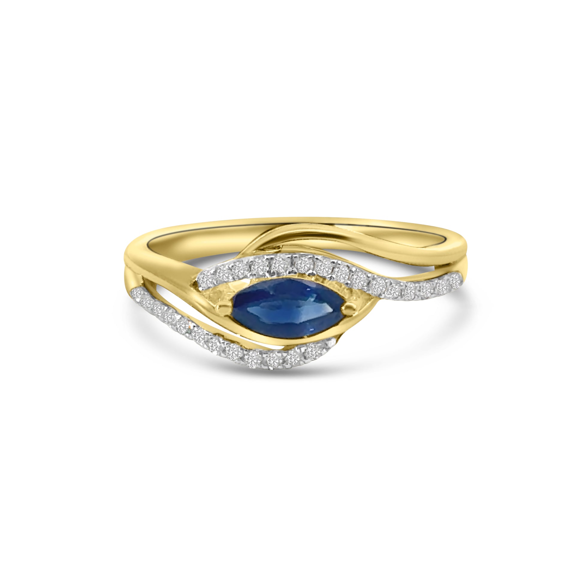 9kt Sapphire and Diamond Twist Dress Ring