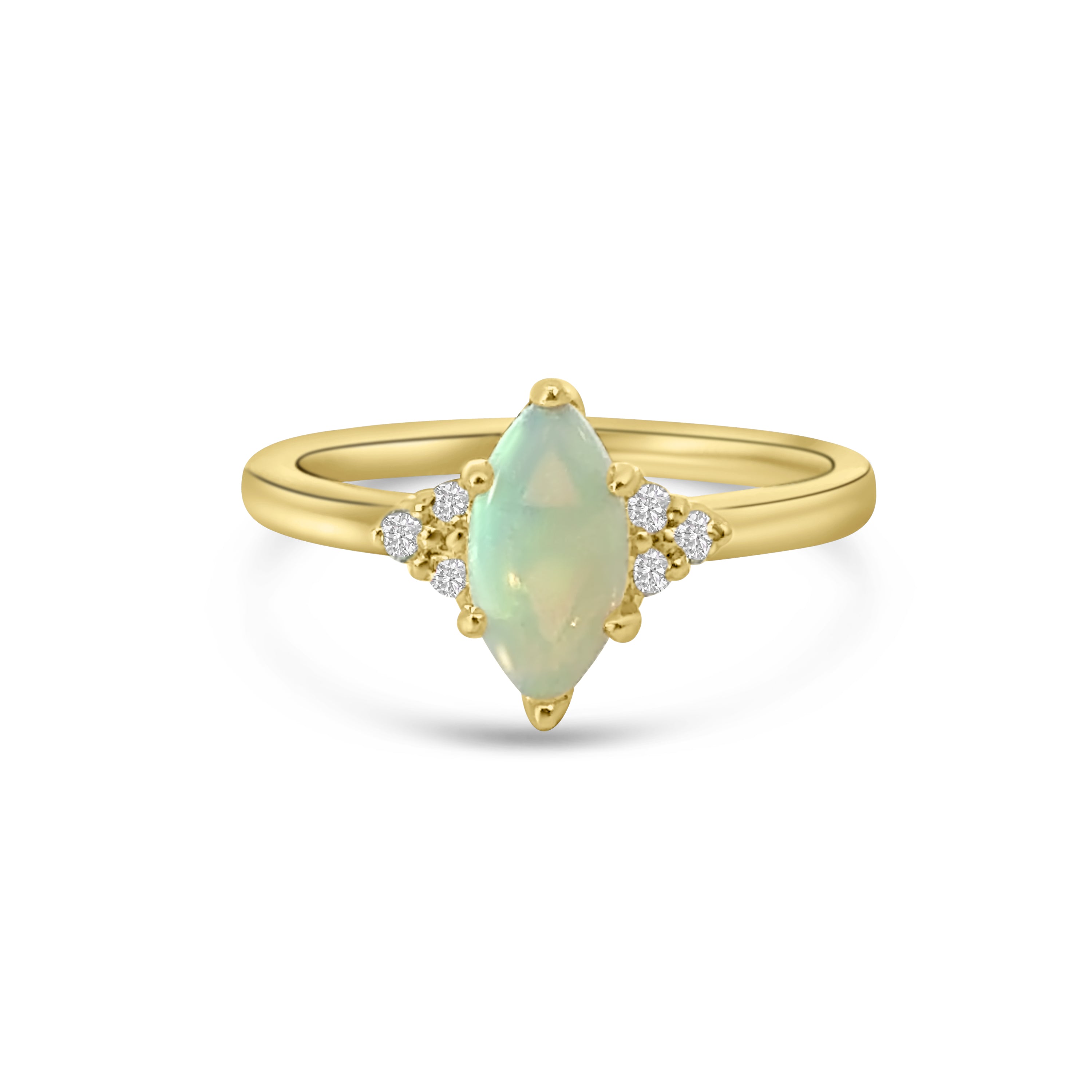 9kt Opal and Diamond Marquise Cut Dress Ring