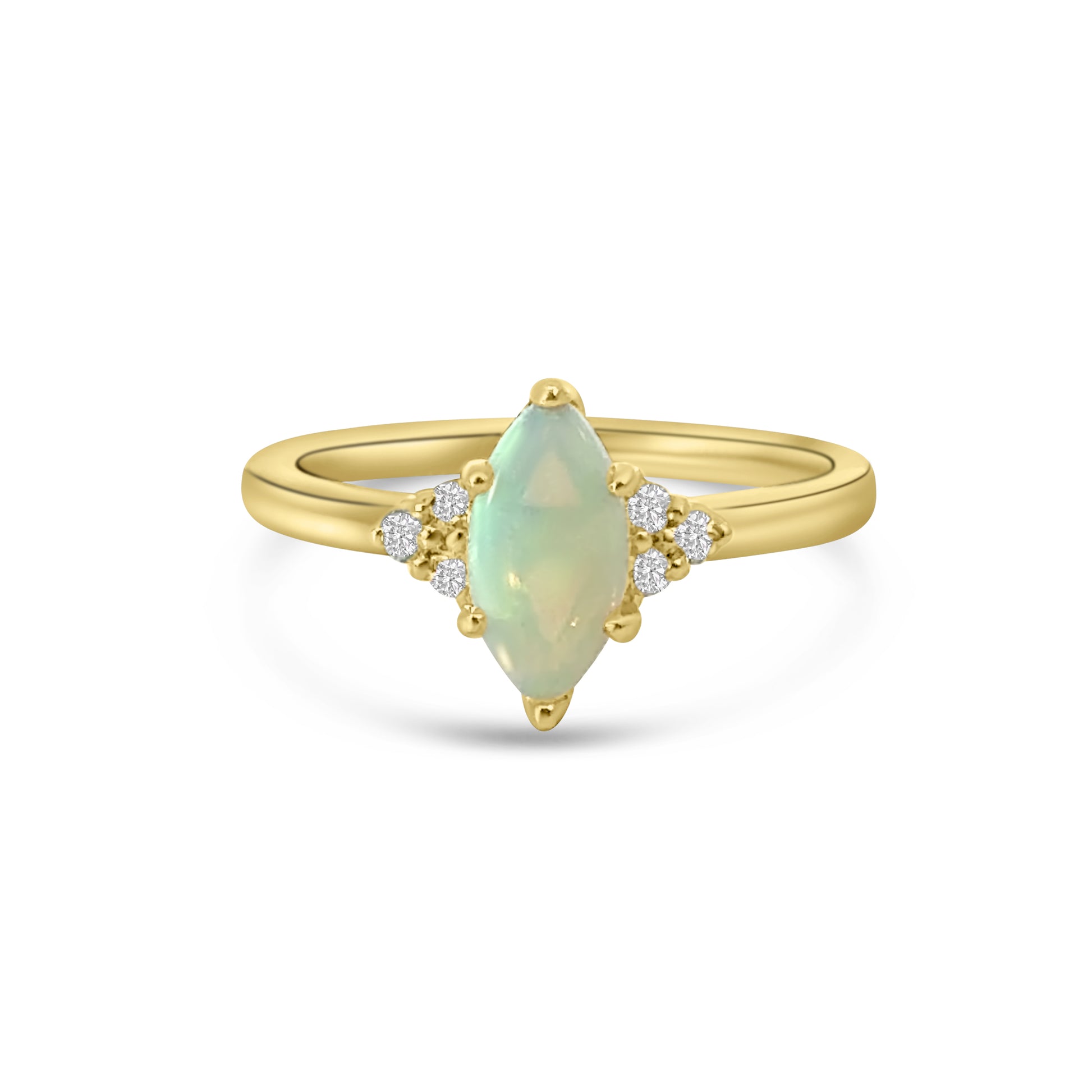 9kt Opal and Diamond Marquise Cut Dress Ring