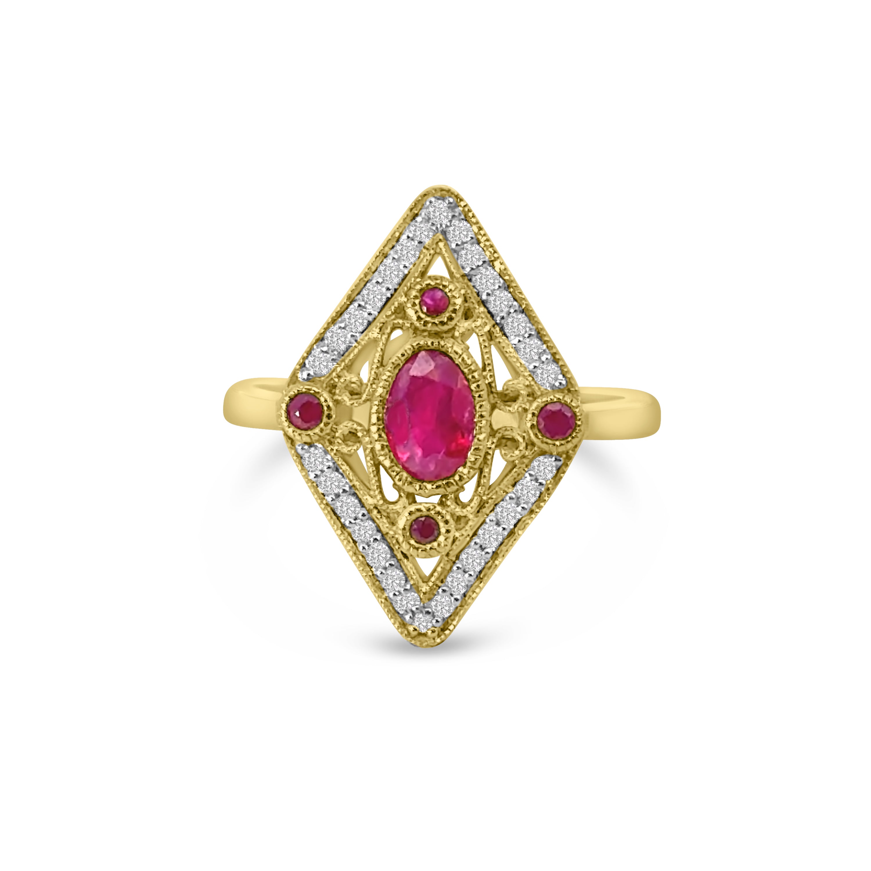 9kt Ruby and Diamond Art Deco Dress Ring