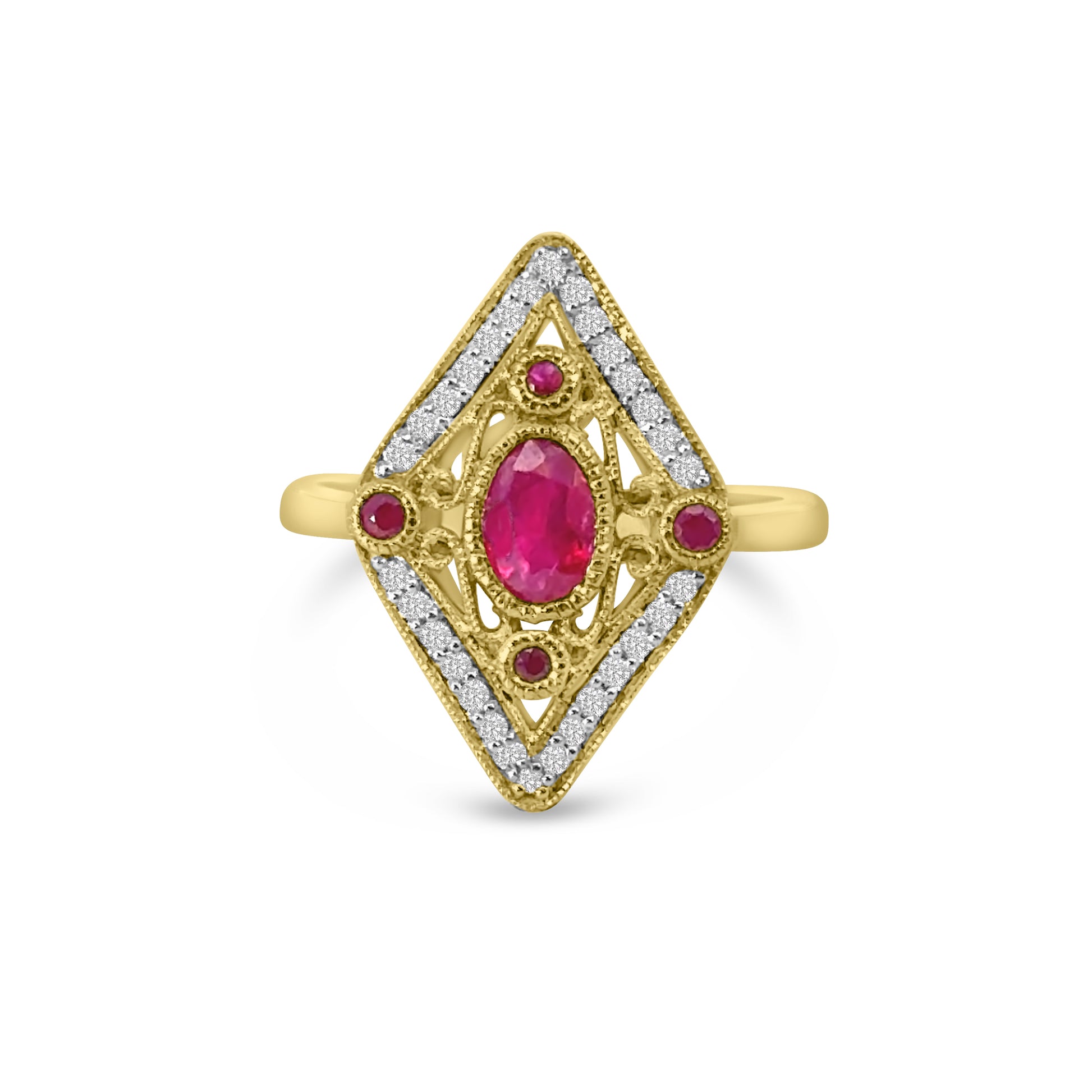 9kt Ruby and Diamond Art Deco Dress Ring