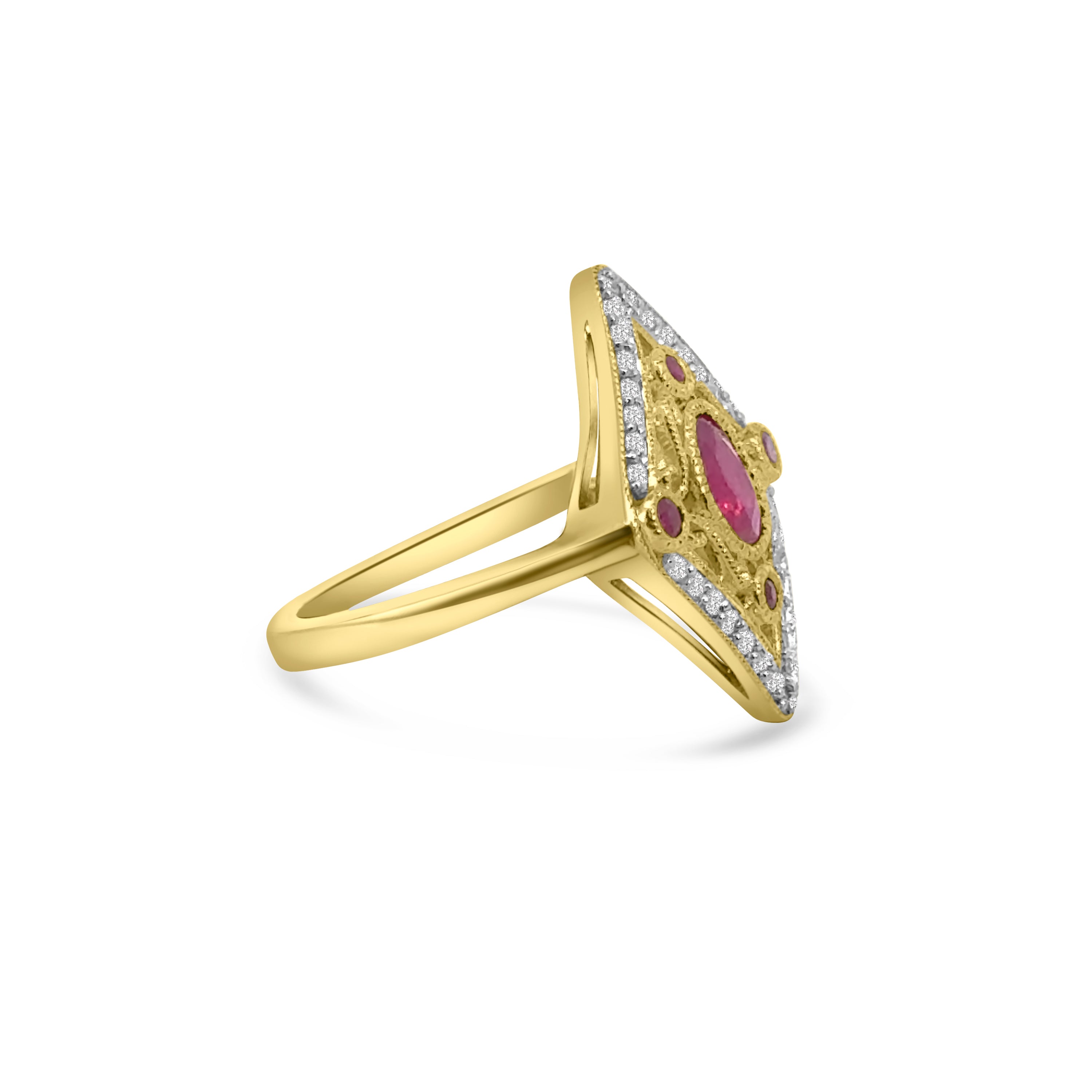 9kt Ruby and Diamond Art Deco Dress Ring