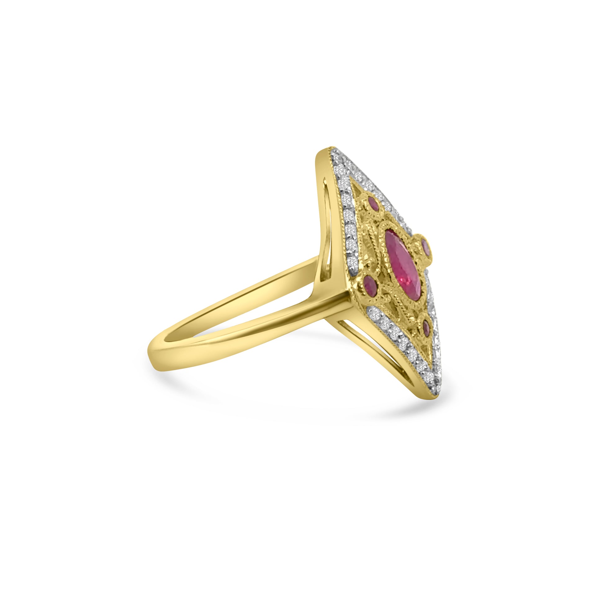9kt Ruby and Diamond Art Deco Dress Ring