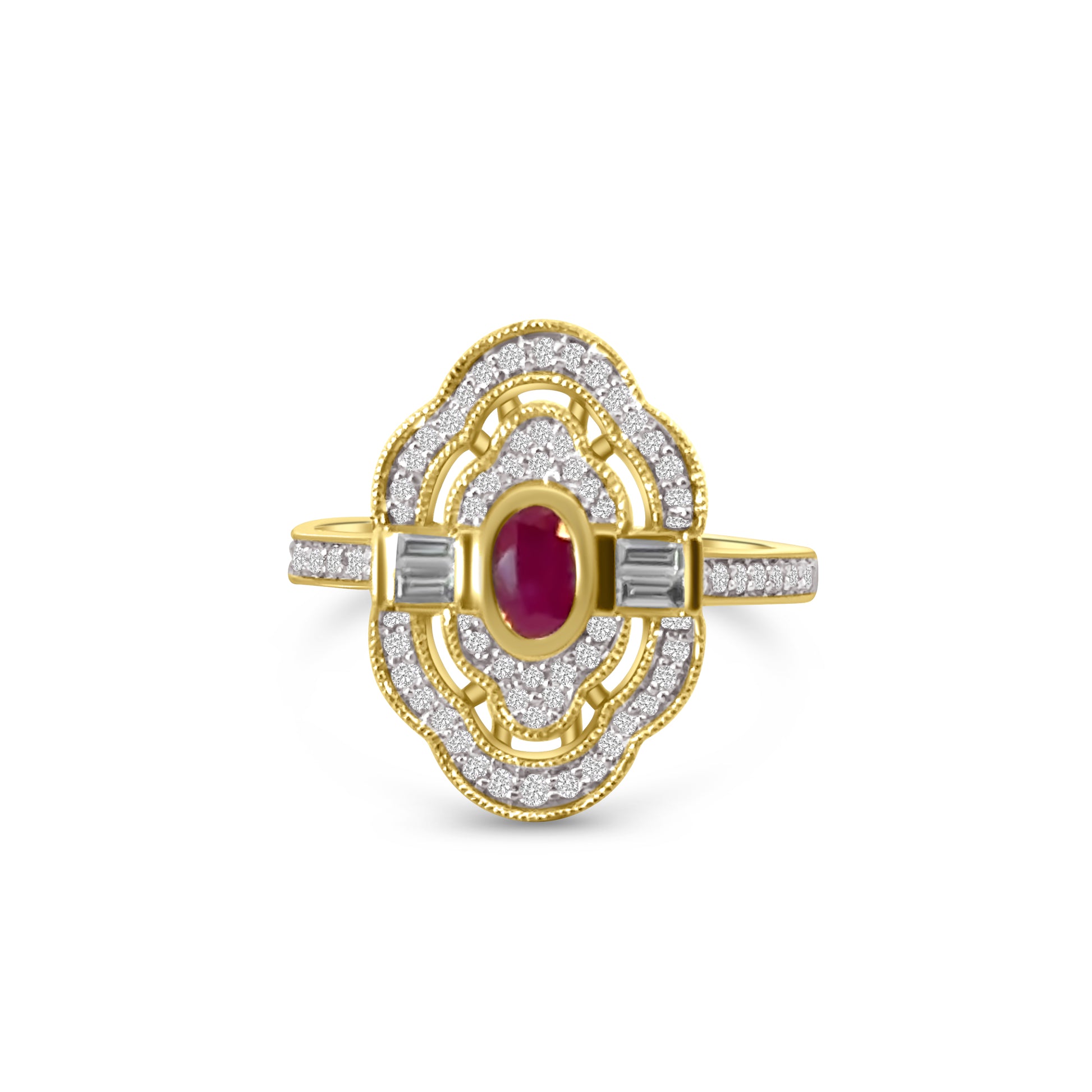 9kt Ruby and Diamond Art Deco Dress Ring
