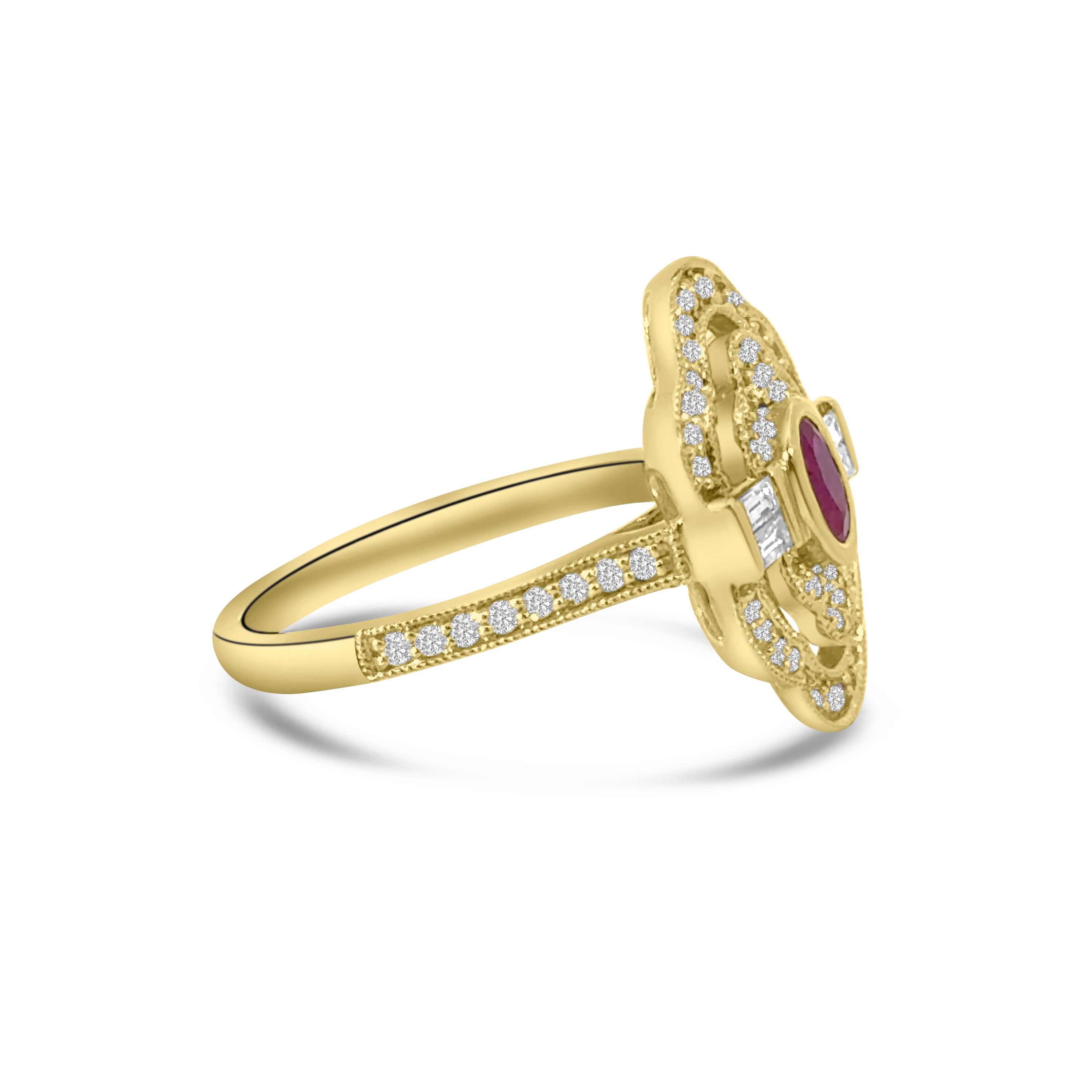 9kt Ruby and Diamond Art Deco Dress Ring