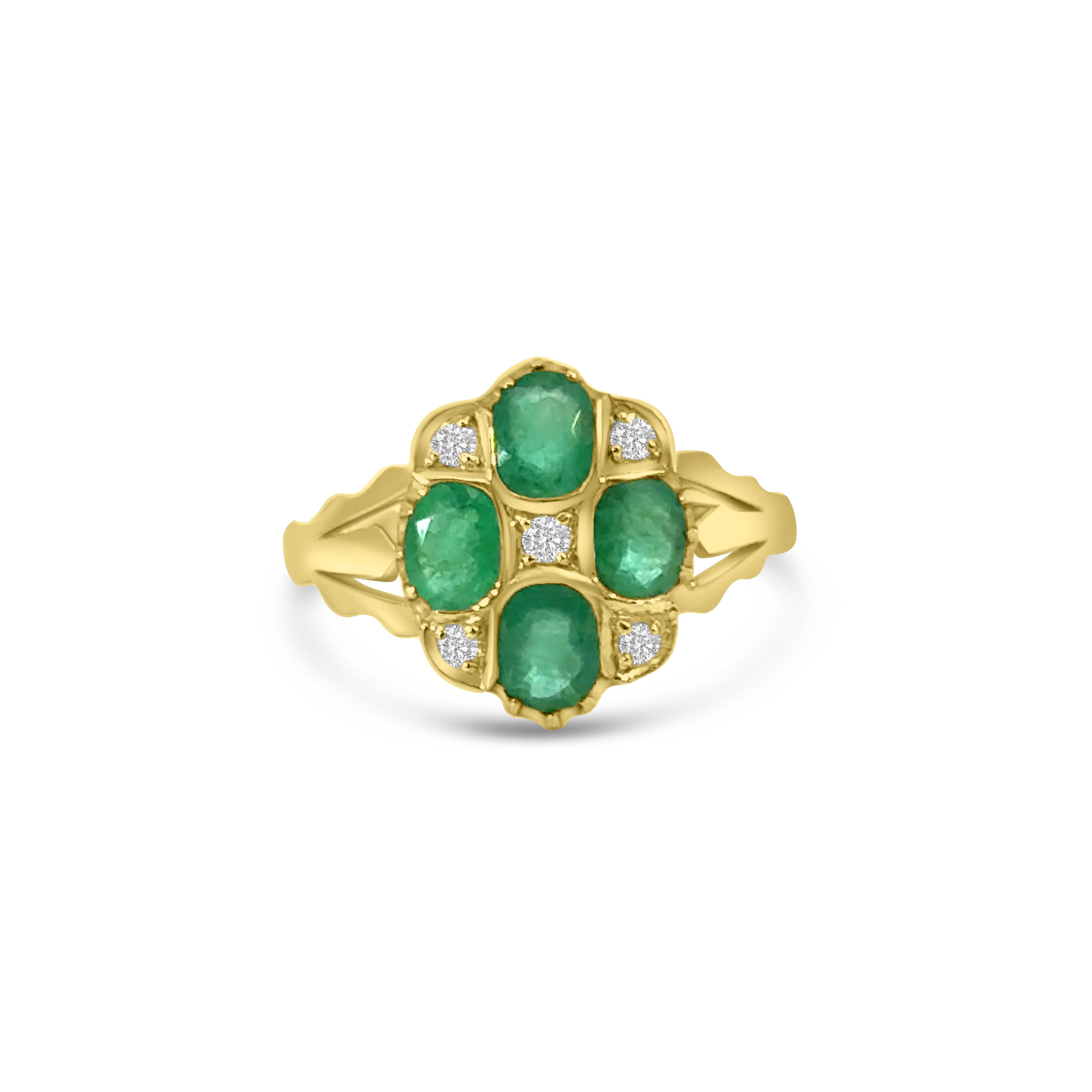 9kt Emerald and Diamond Dress Ring