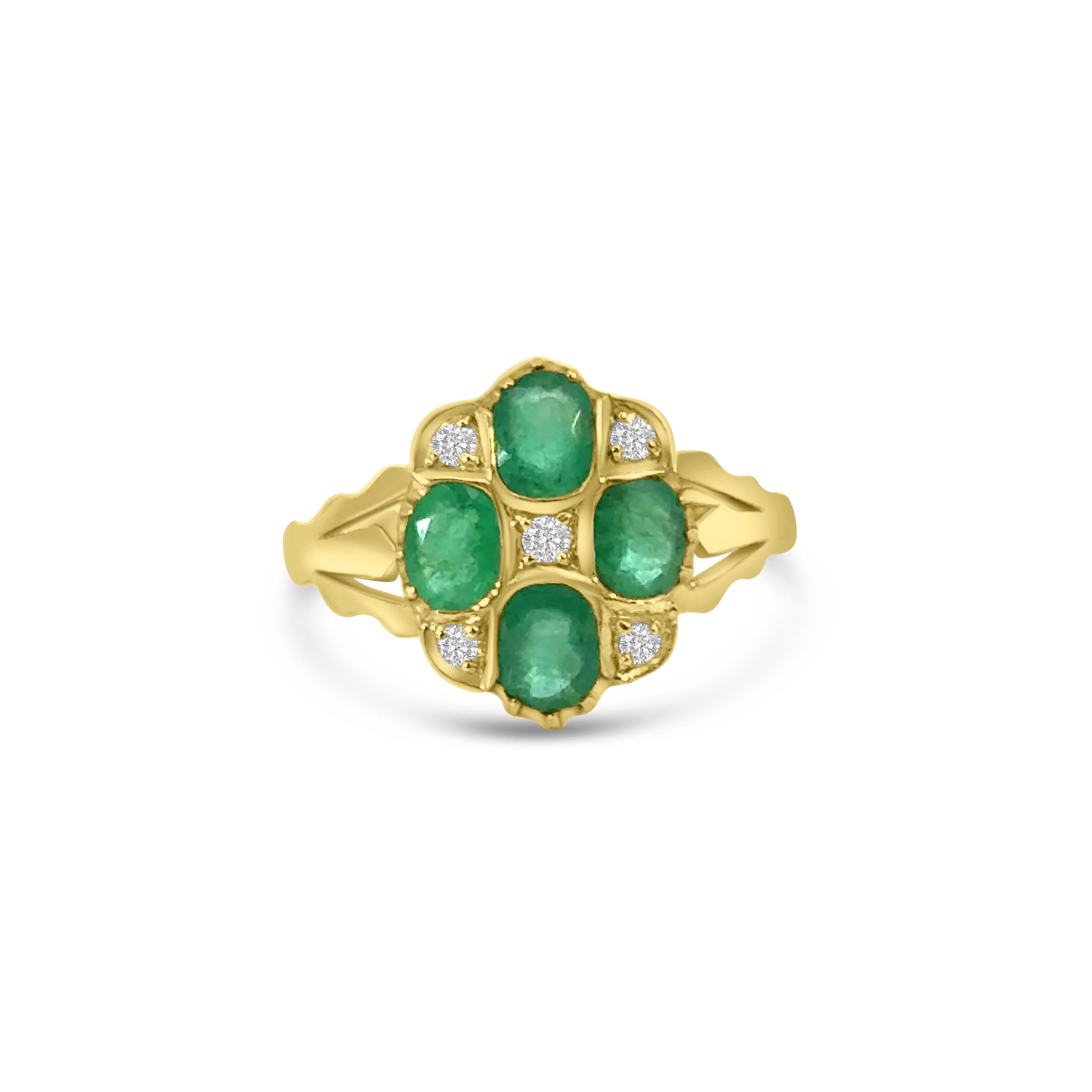 9kt Emerald and Diamond Dress Ring