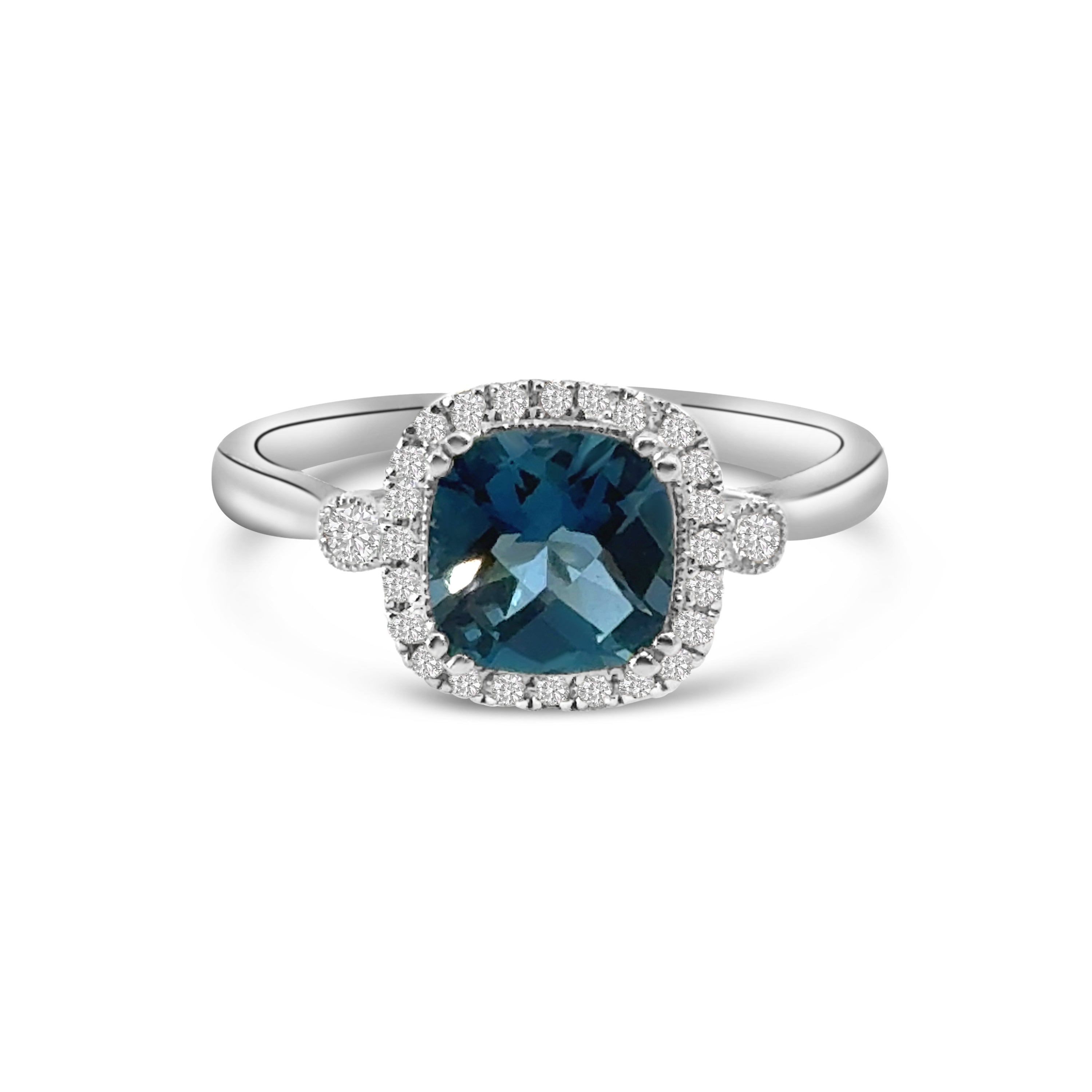 9kt Blue Topaz and Diamond Dress Ring