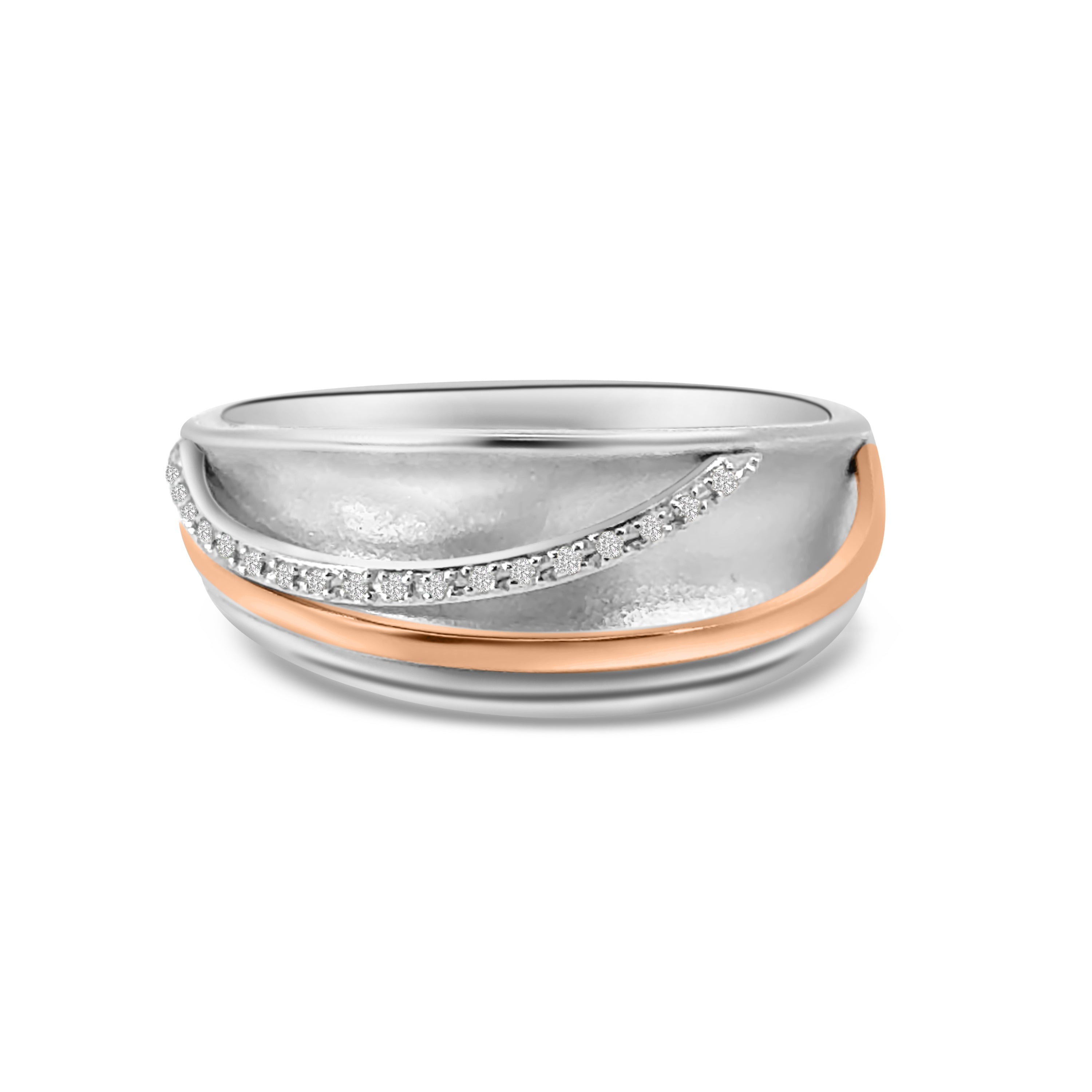 9kt Diamond Two Tone Wave Dress Ring