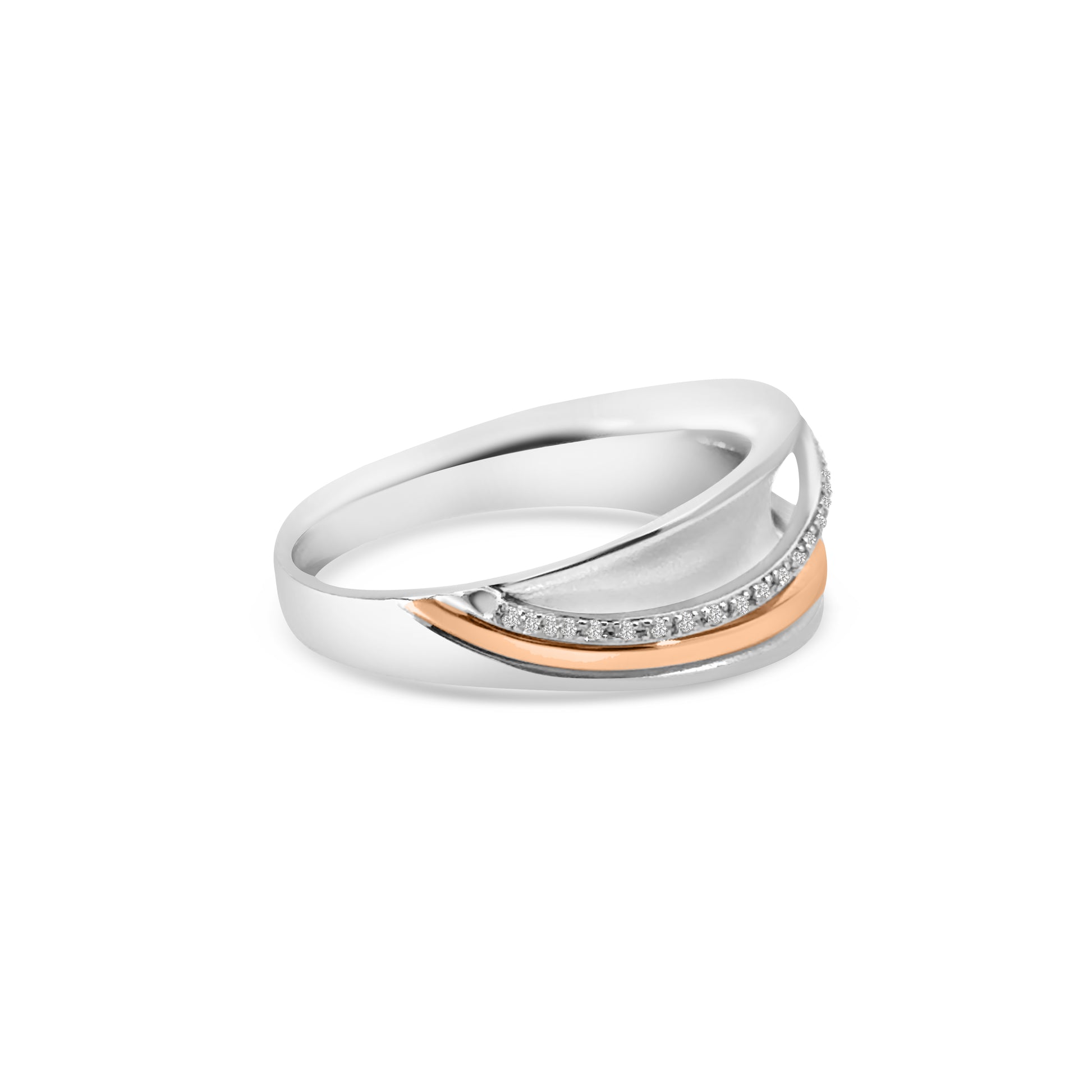 9kt Diamond Two Tone Wave Dress Ring