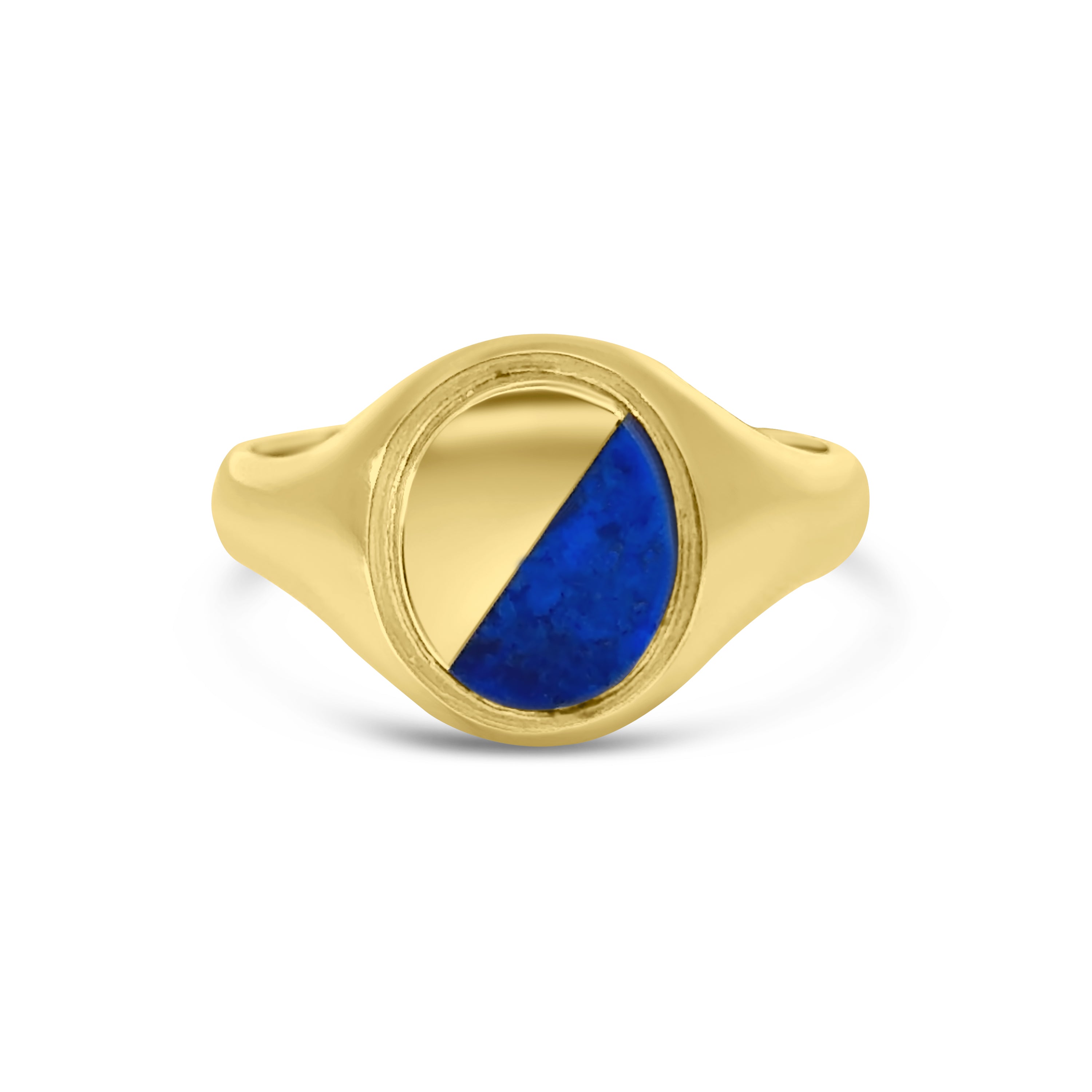 9kt Half Lapis Signet Ring