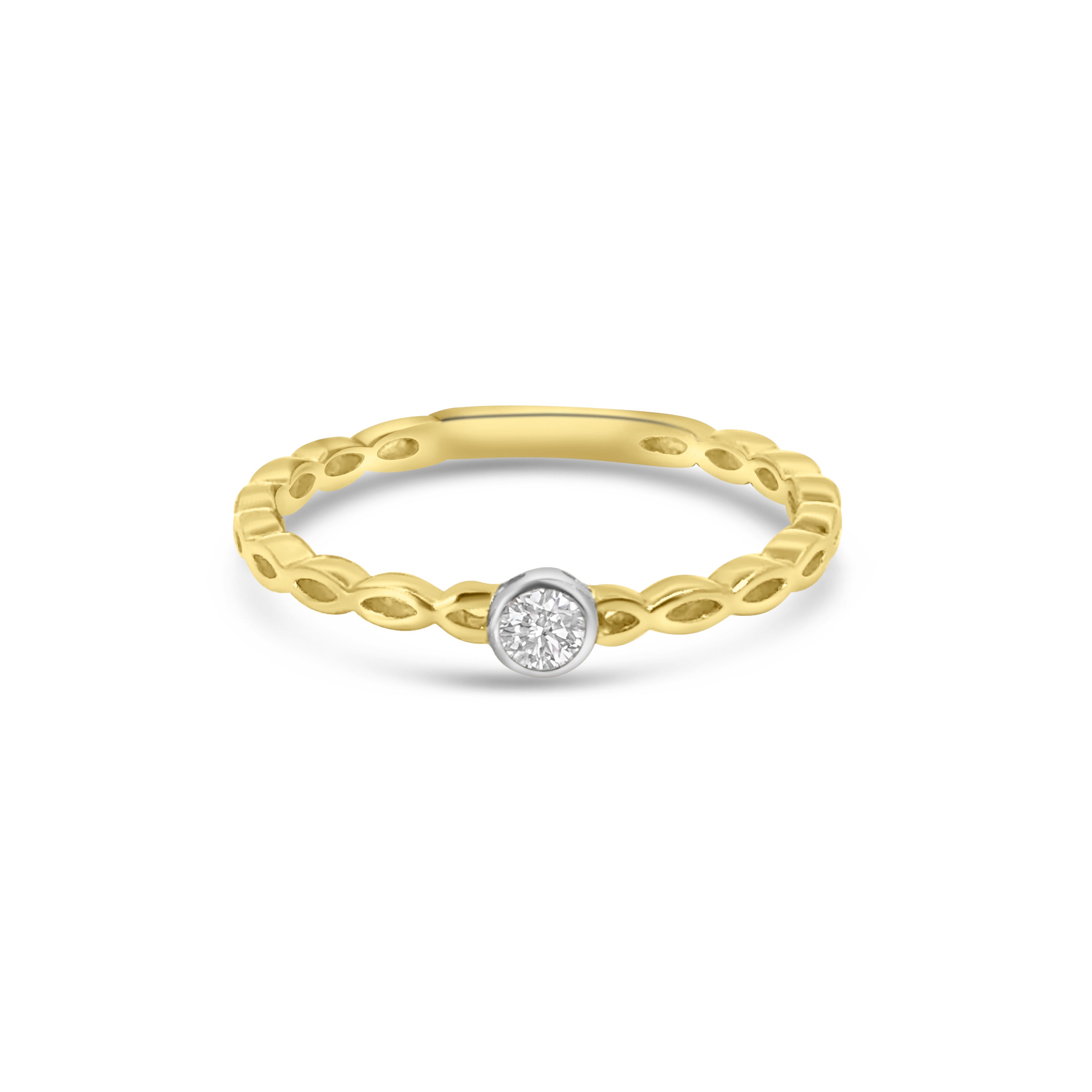 9kt Diamond Rubover Twist Ring