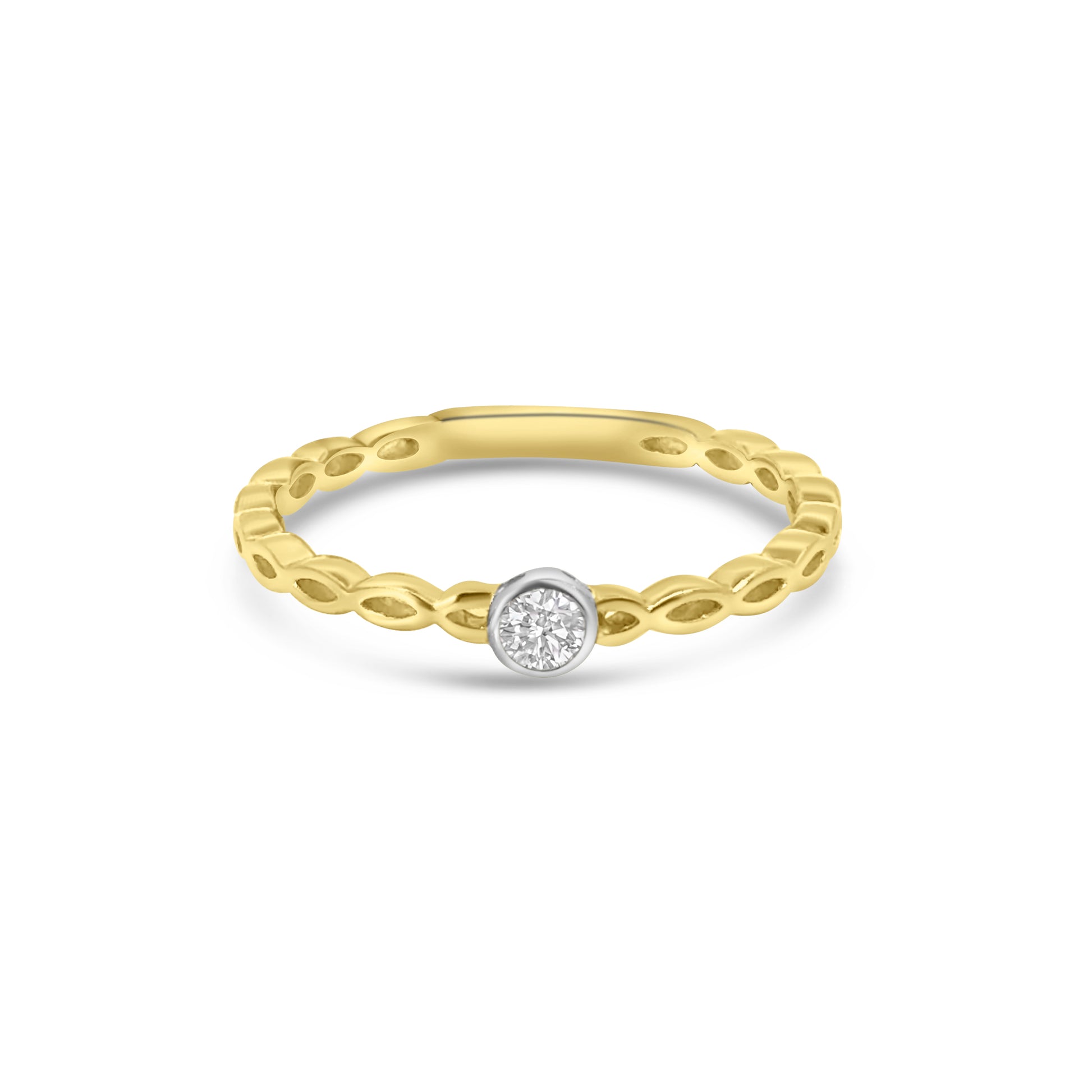 9kt Diamond Rubover Twist Ring