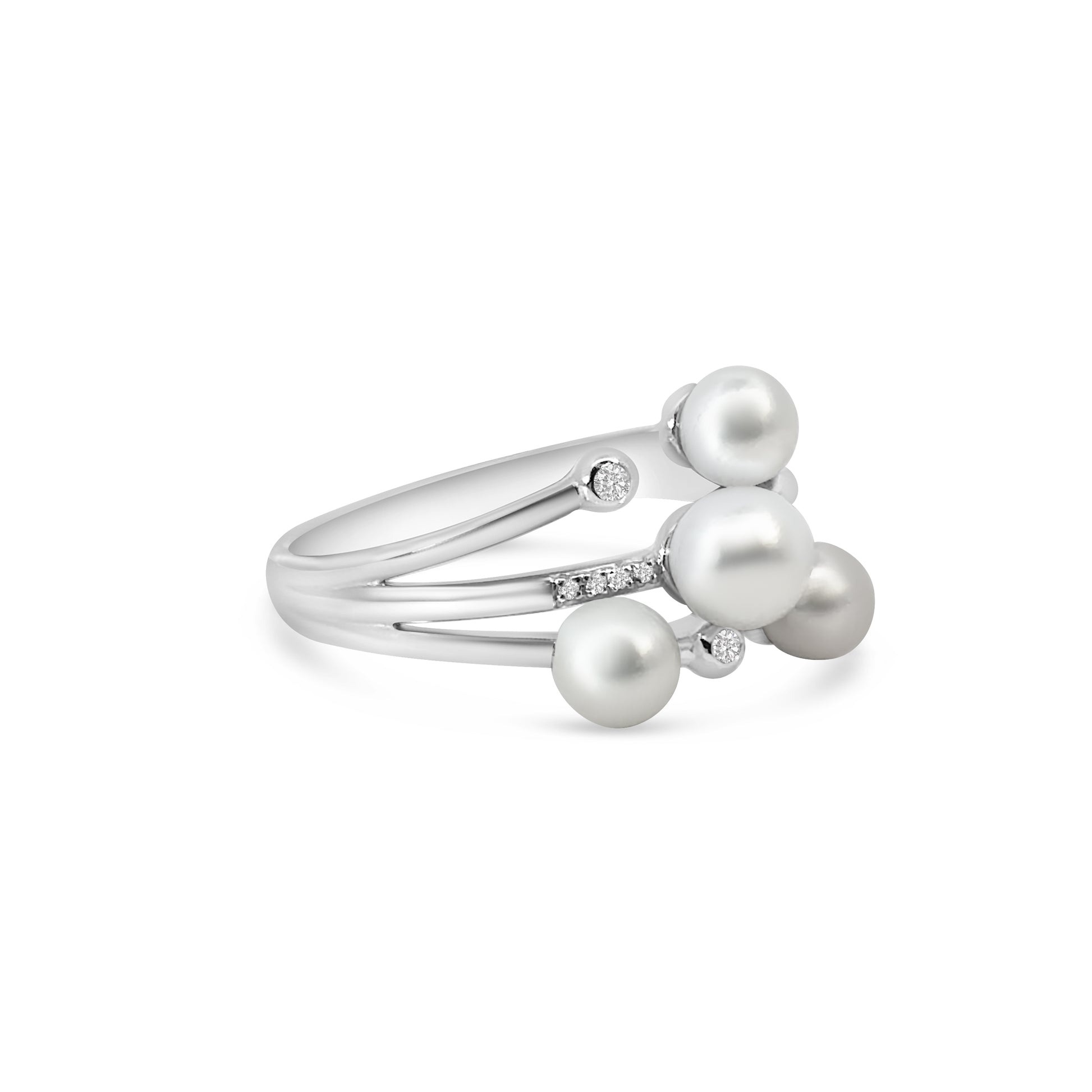9kt Freshwater Pearl and Diamond Bubble Ring