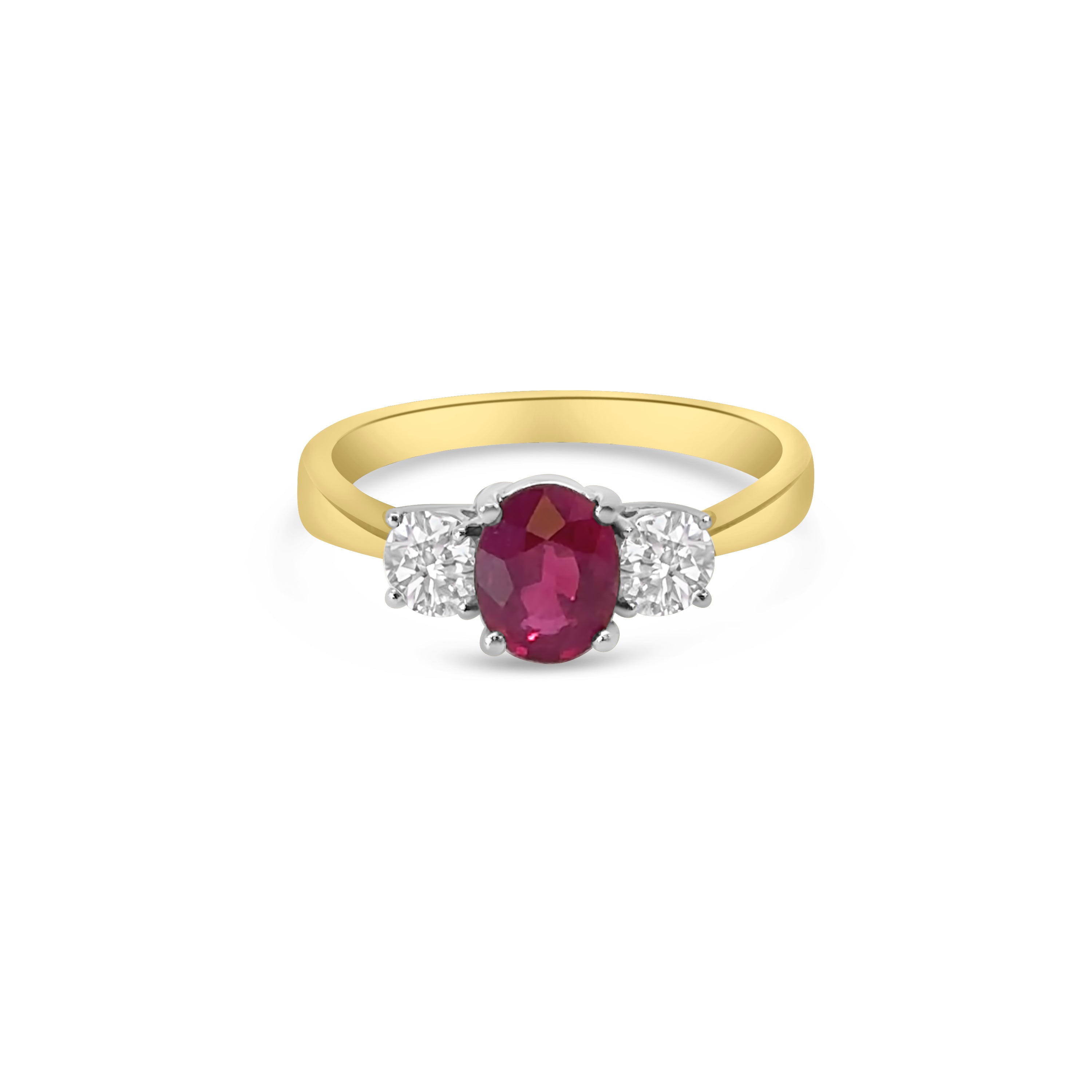 18kt Ruby and Diamond 3 Stone Dress Ring